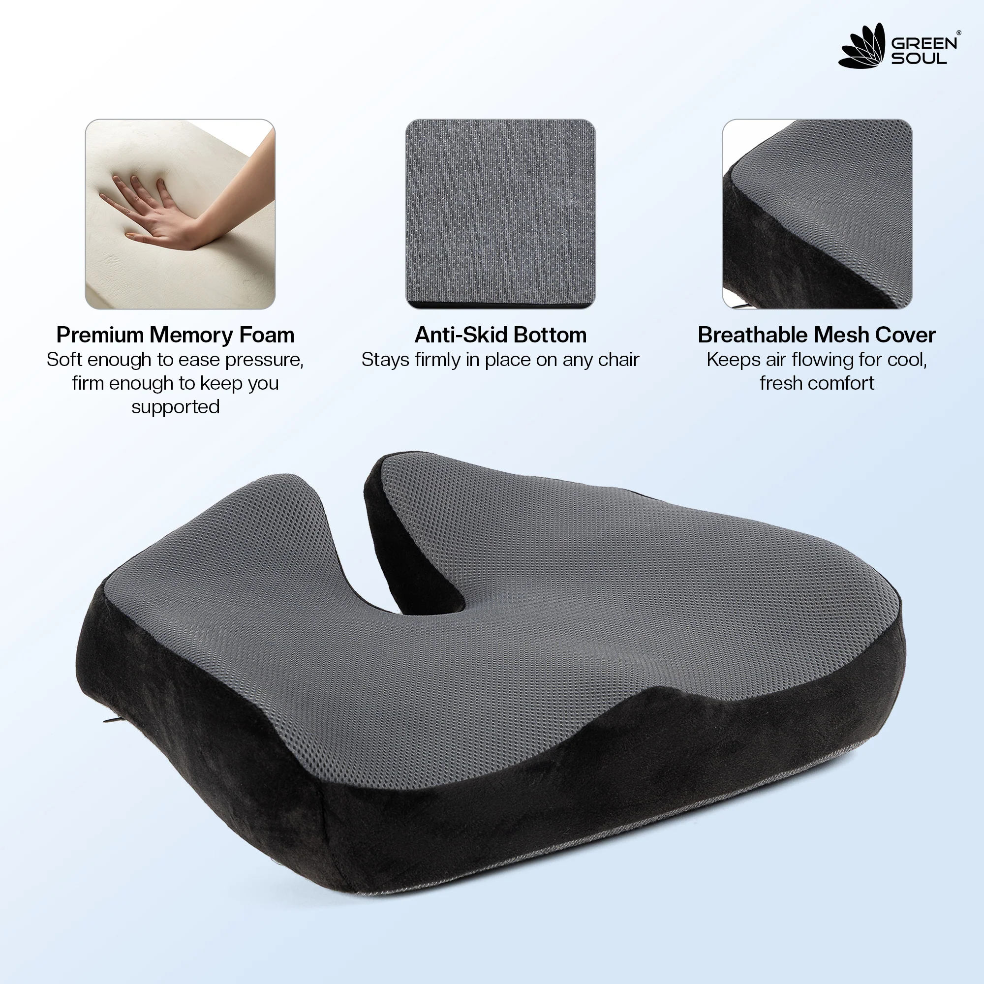 Green Soul ErgoCore Coccyx Seat Cushion for Tailbone Pain Relief - Image 7