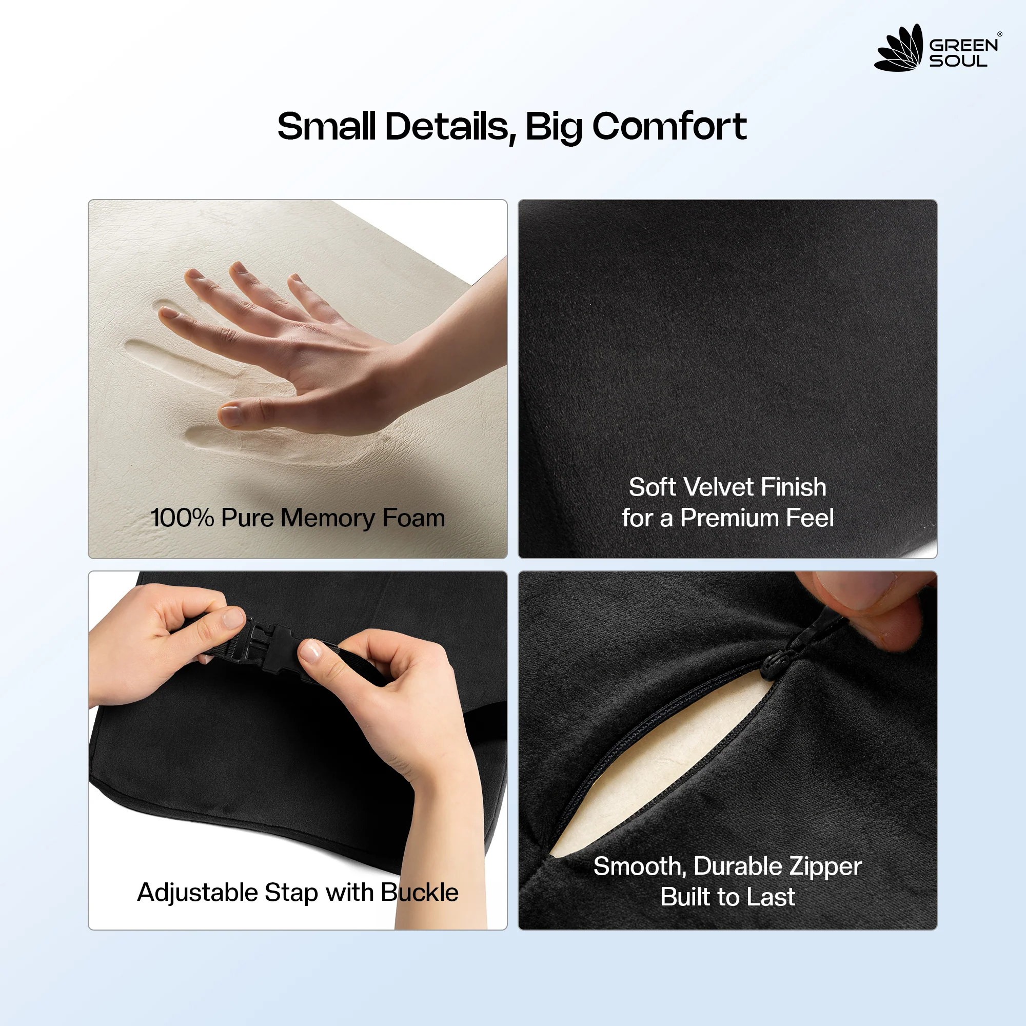 Green Soul ErgoCore Car Neck Rest Pillow (4 Inch) Memory Foam - Image 9