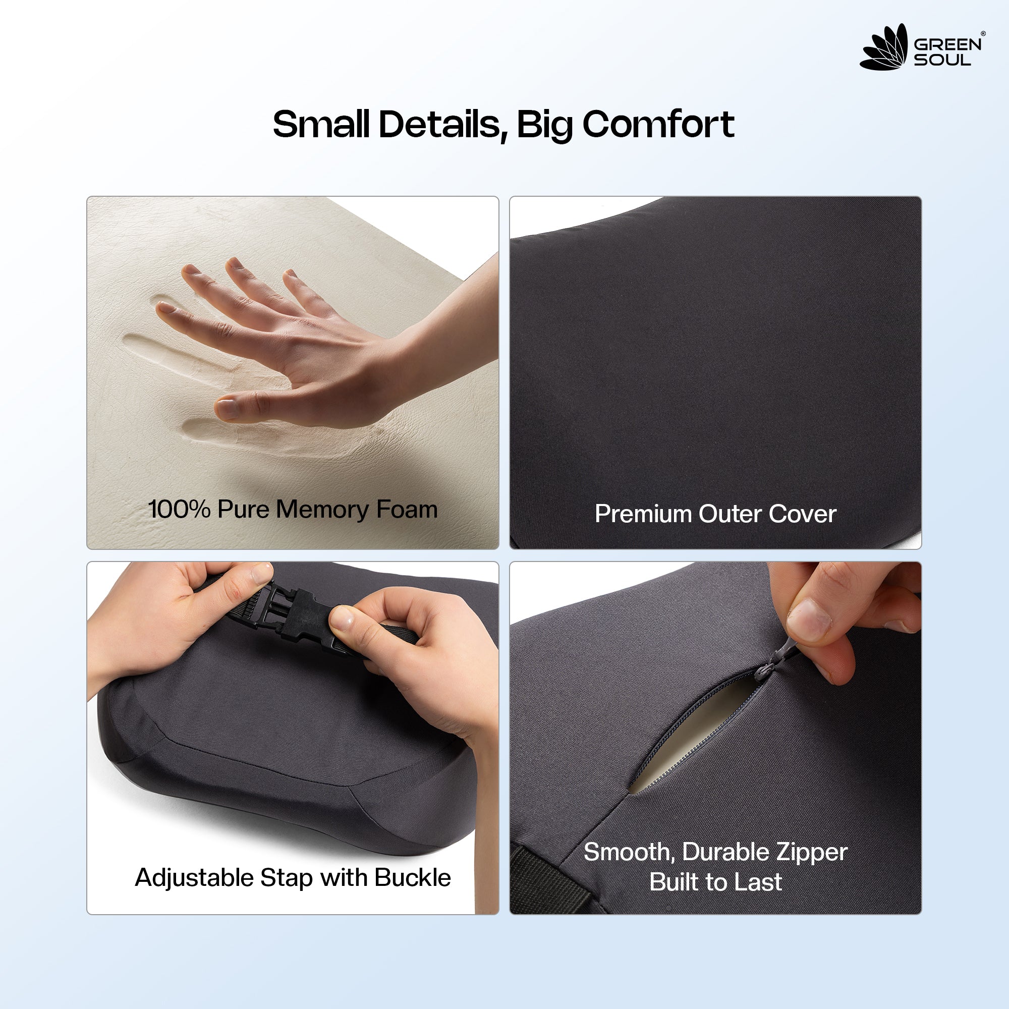 Green Soul ErgoCore Car Neck Rest Pillow (2.5 Inch) Memory Foam - Image 15