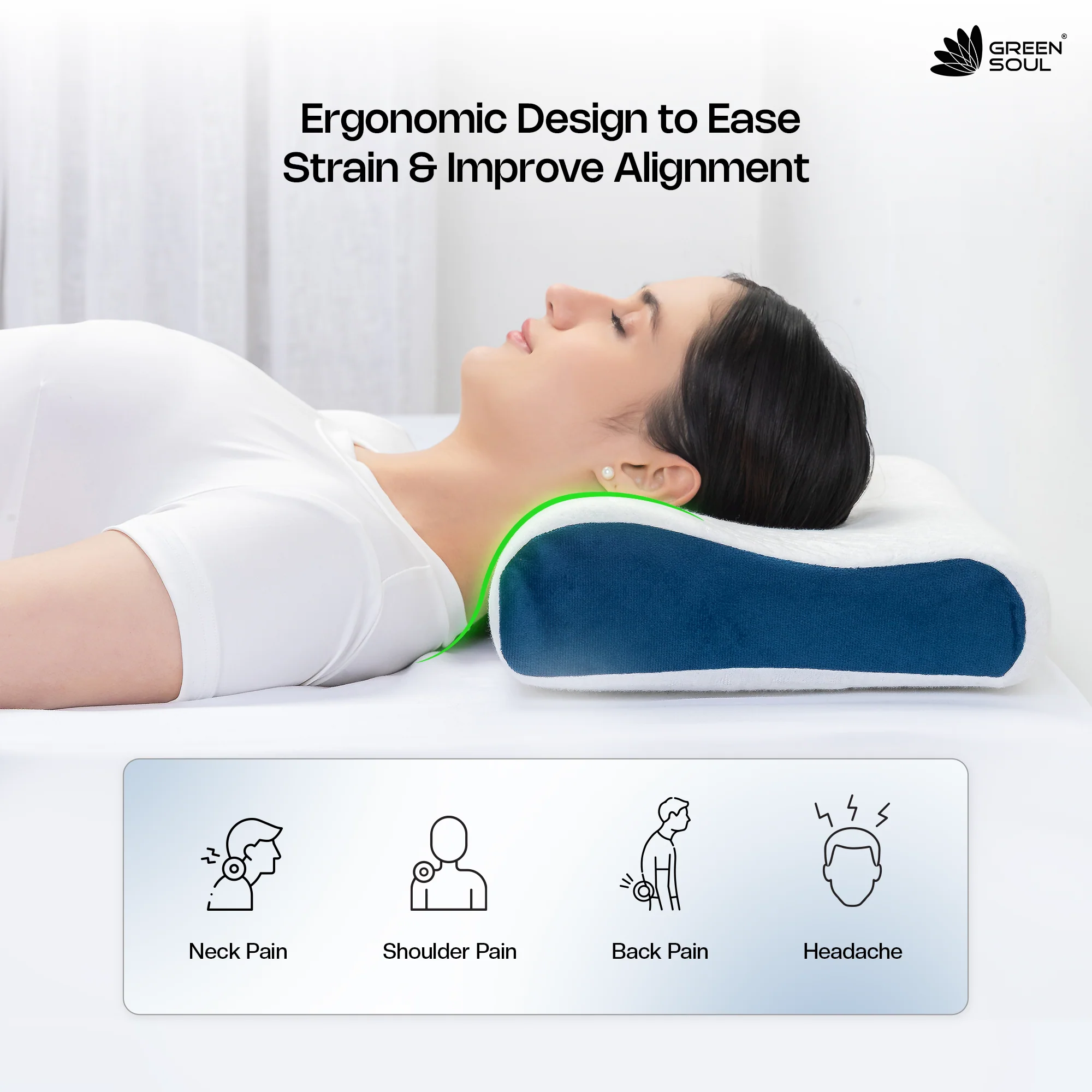 Green Soul ErgoCore Cervical Pillow Memory Foam Pillow - Image 16