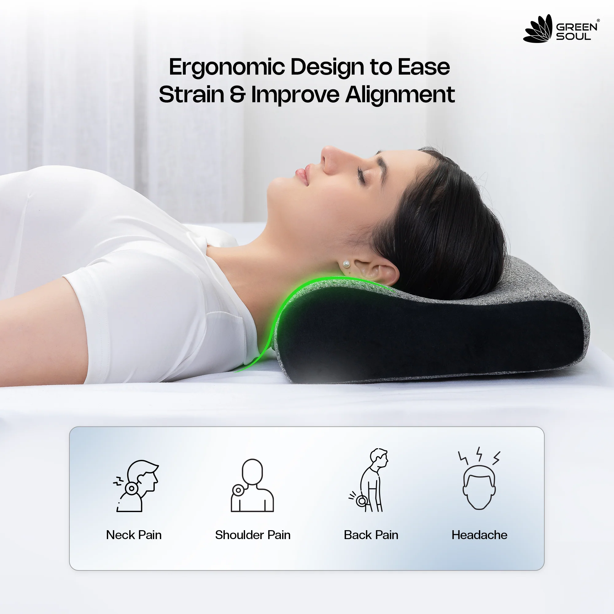 Green Soul ErgoCore Cervical Pillow Memory Foam Pillow - Image 9