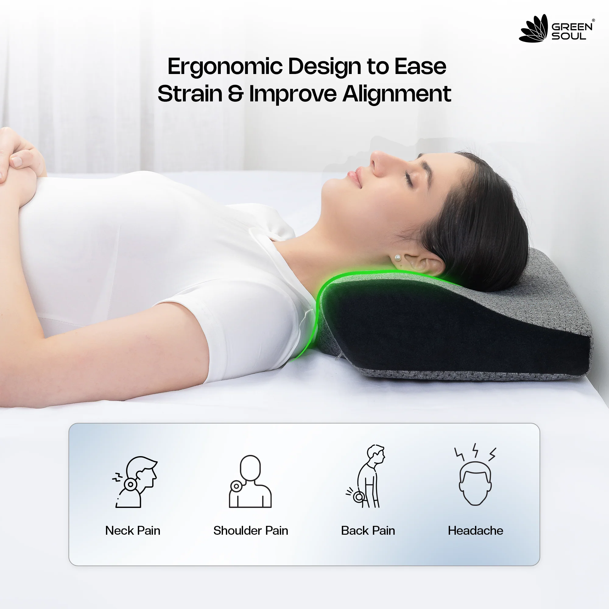 Green Soul ErgoCore Contour Pillow Memory Foam Pillow - Image 14