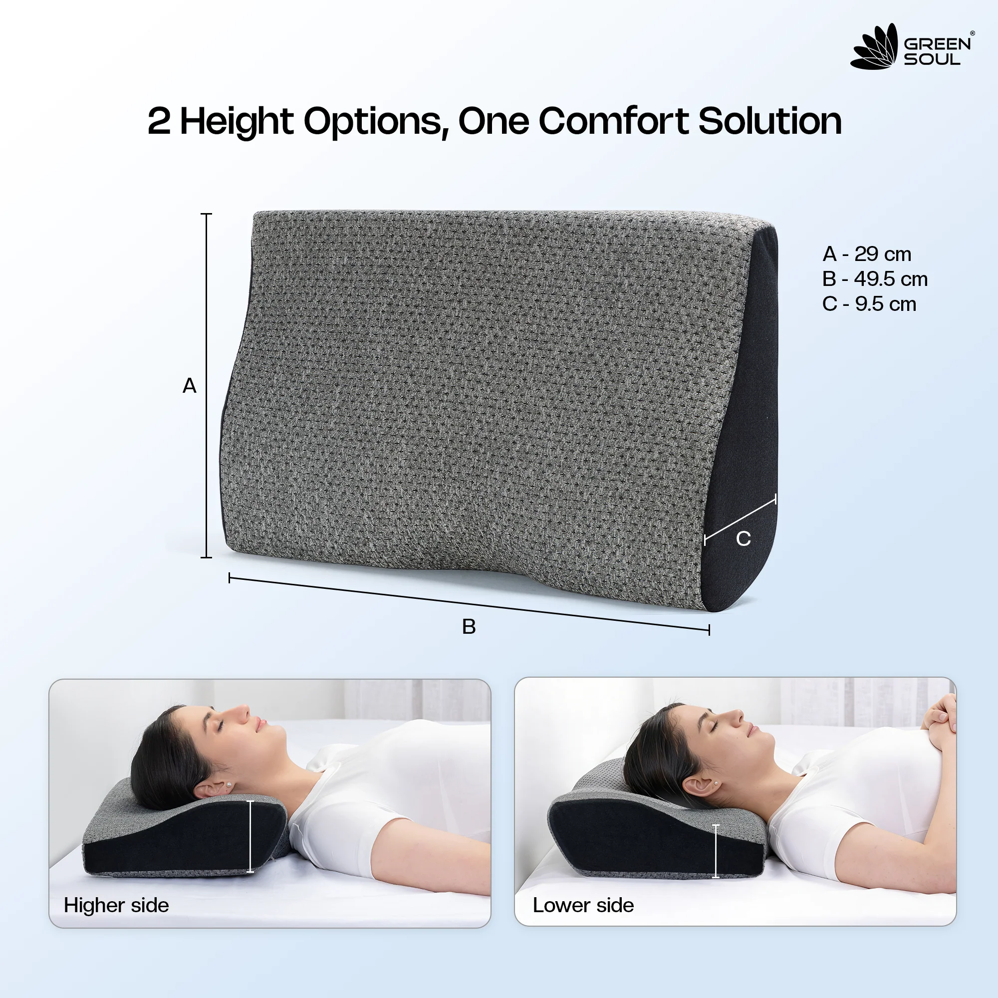 Green Soul ErgoCore Contour Pillow Memory Foam Pillow - Image 15