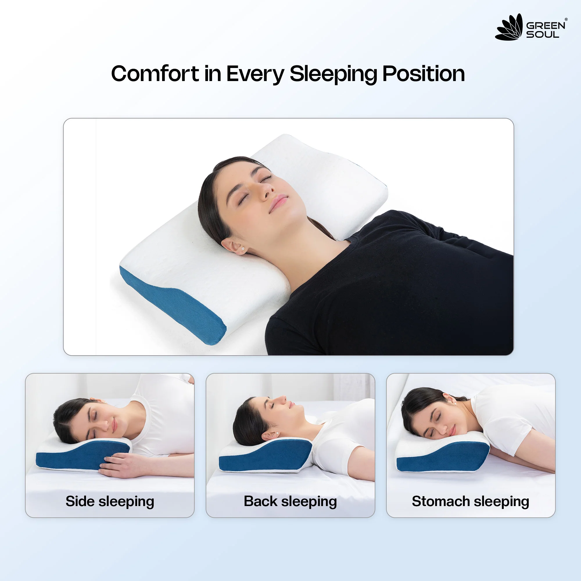Green Soul ErgoCore Contour Pillow Memory Foam Pillow - Image 7