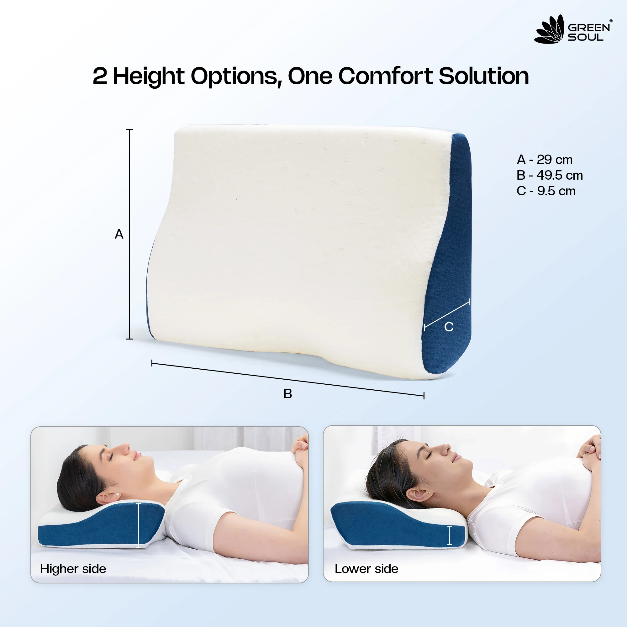 Green Soul ErgoCore Contour Pillow Memory Foam Pillow - Image 9