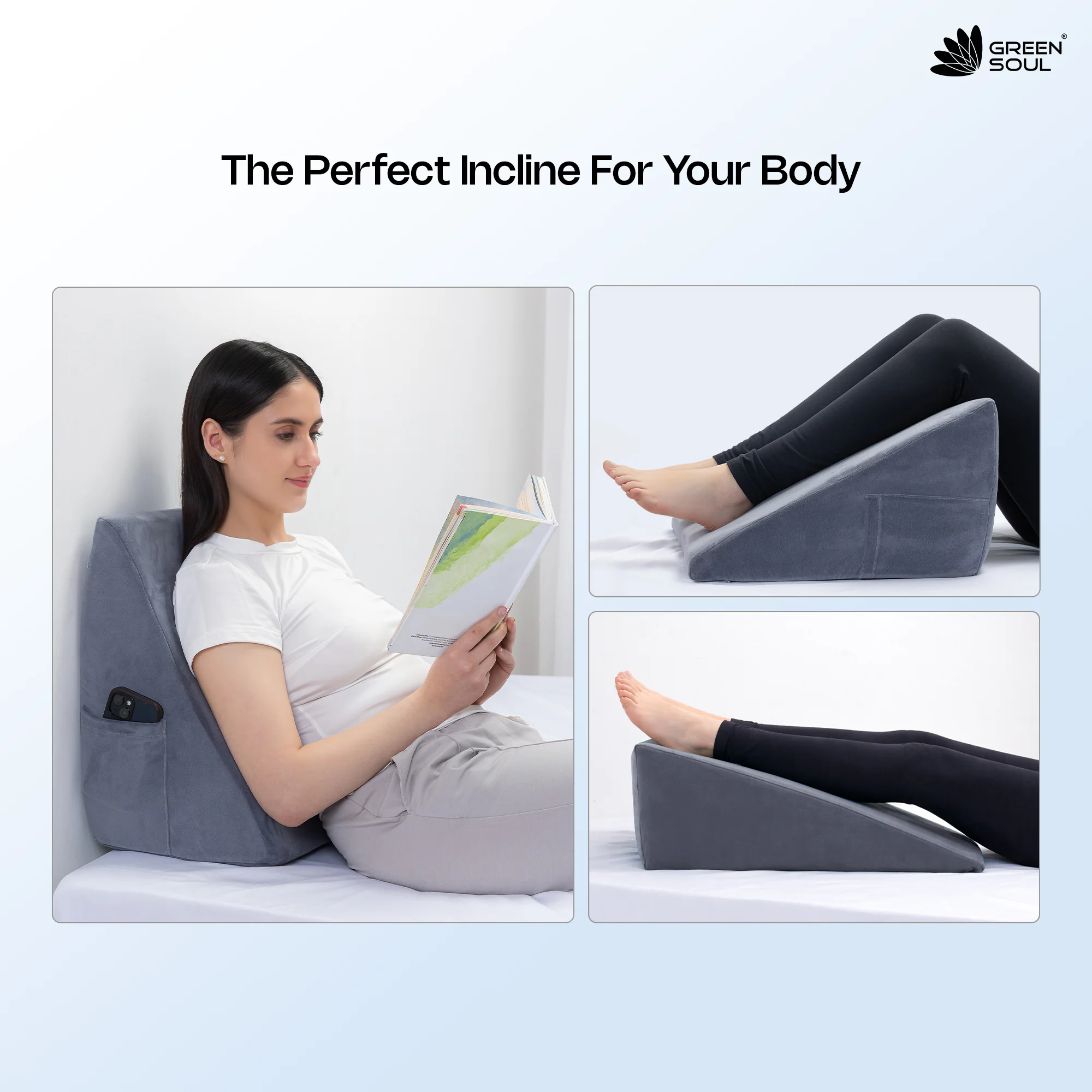Green Soul ErgoCore Wedge Pillow Premium Memory Foam Wedge Cushion - Image 12