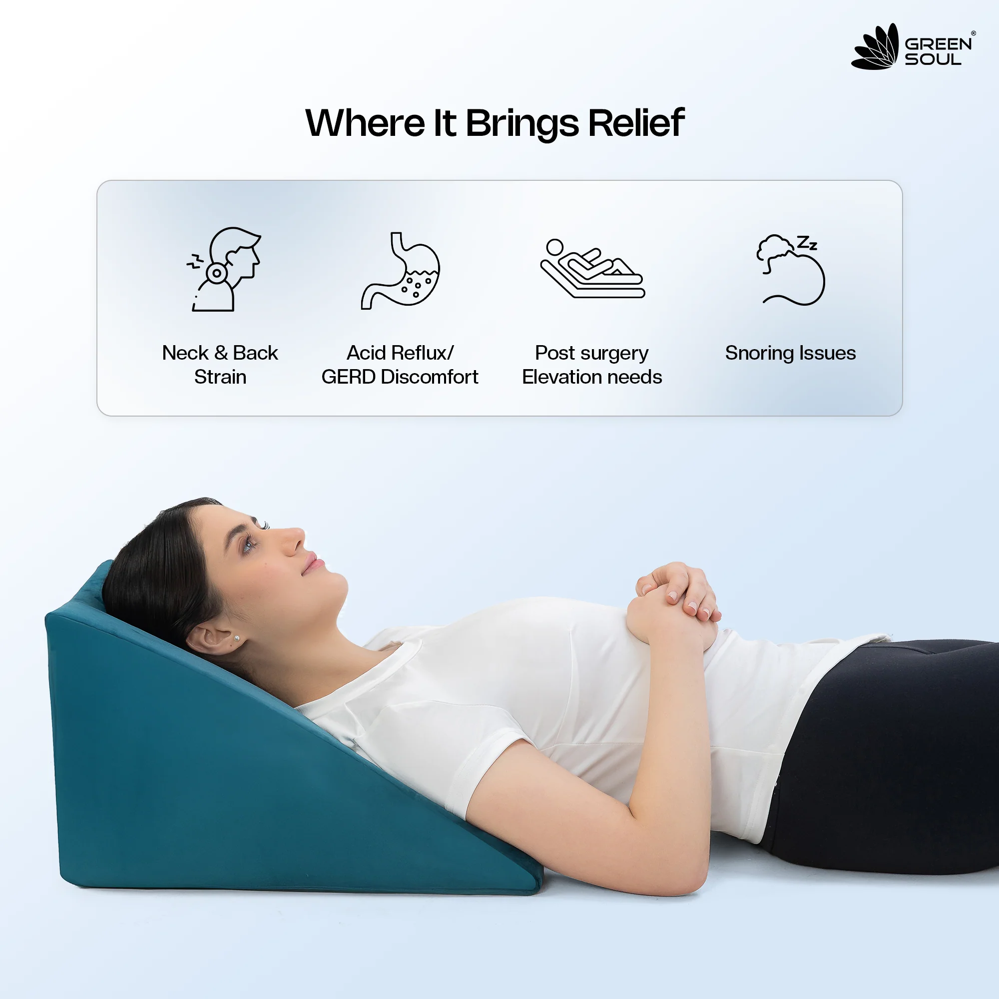 Green Soul ErgoCore Wedge Pillow Premium Memory Foam Wedge Cushion - Image 6