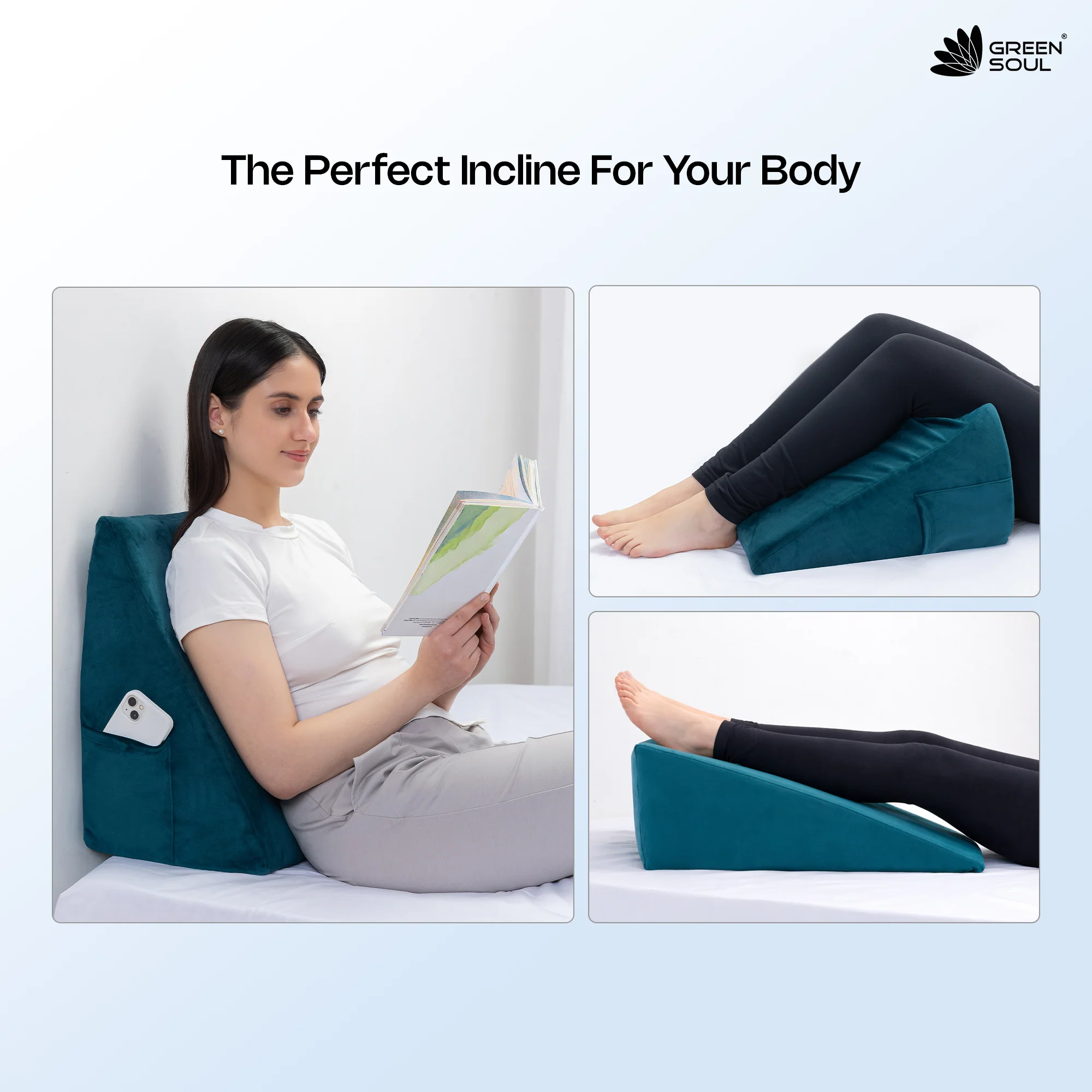 Green Soul ErgoCore Wedge Pillow Premium Memory Foam Wedge Cushion - Image 7