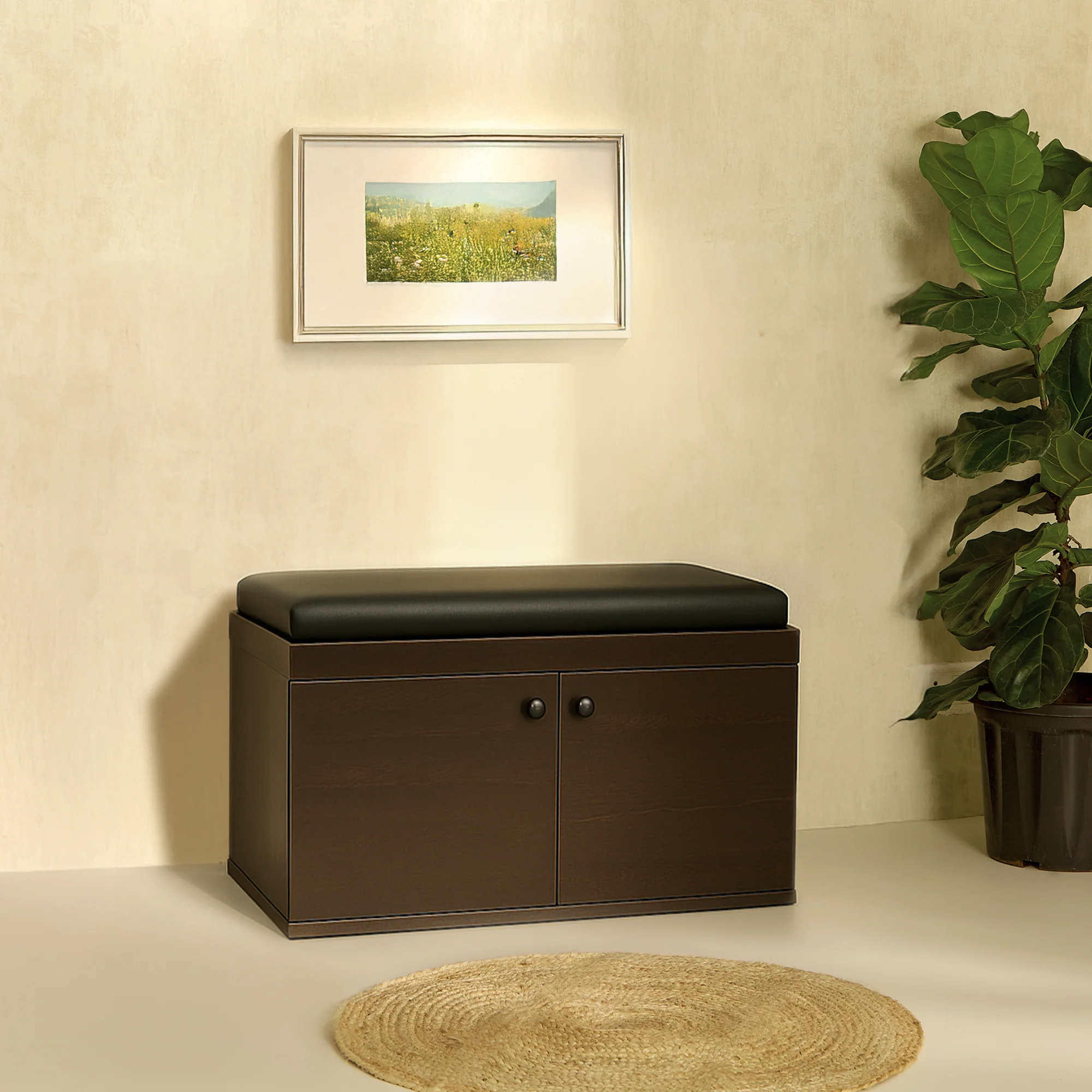 Fortuna 2 Door Shoe Rack with Seating 6 Shelves, 2 Doors Stores up to 12 Pair of Shoes - Image 3