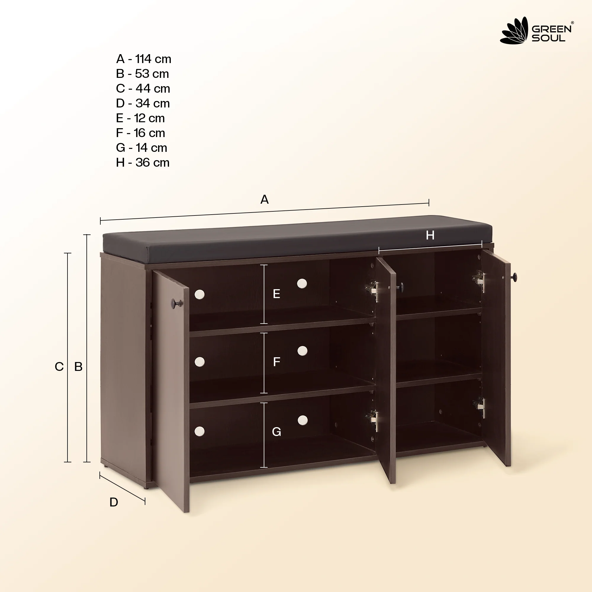 Fortuna 3 Door Engineered Wood Shoe Rack - Image 7