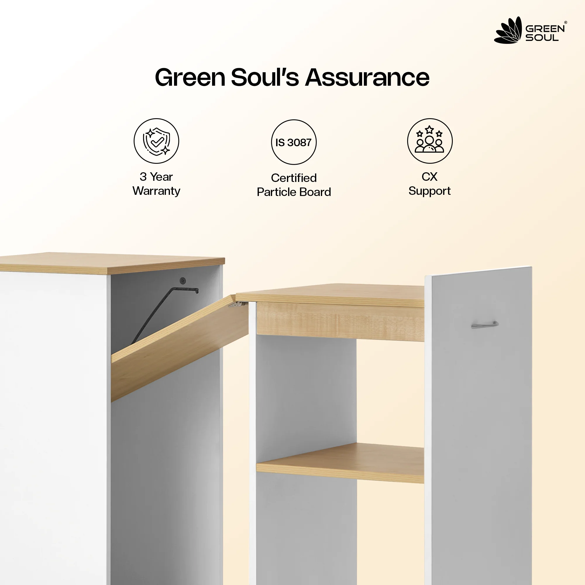 Green Soul Kyoto 4.6ft Study Table with Space-Saving Design - Image 6