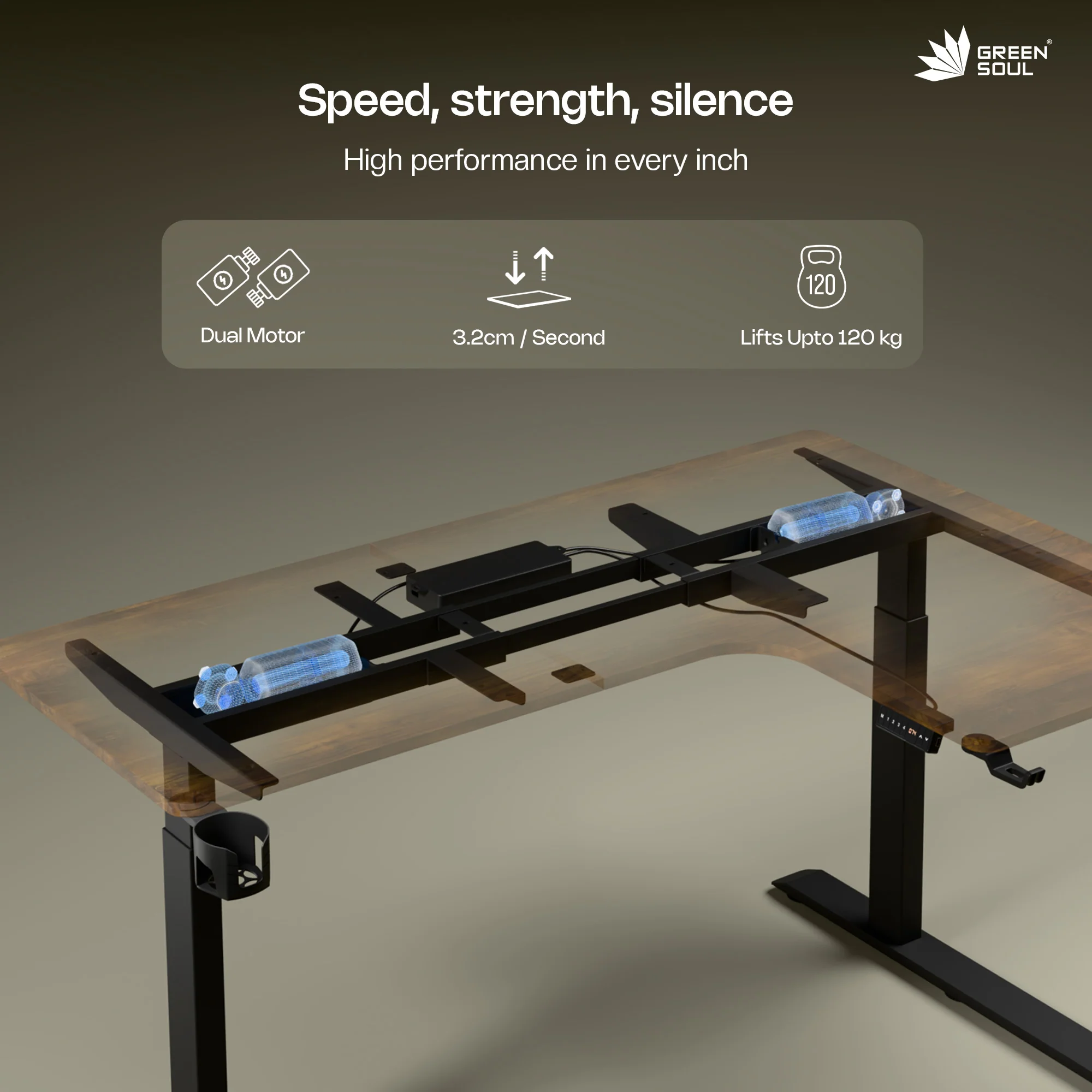 Green Soul Oasis L Shape Premium Height Adjustable Table with Dual Motors - Image 3