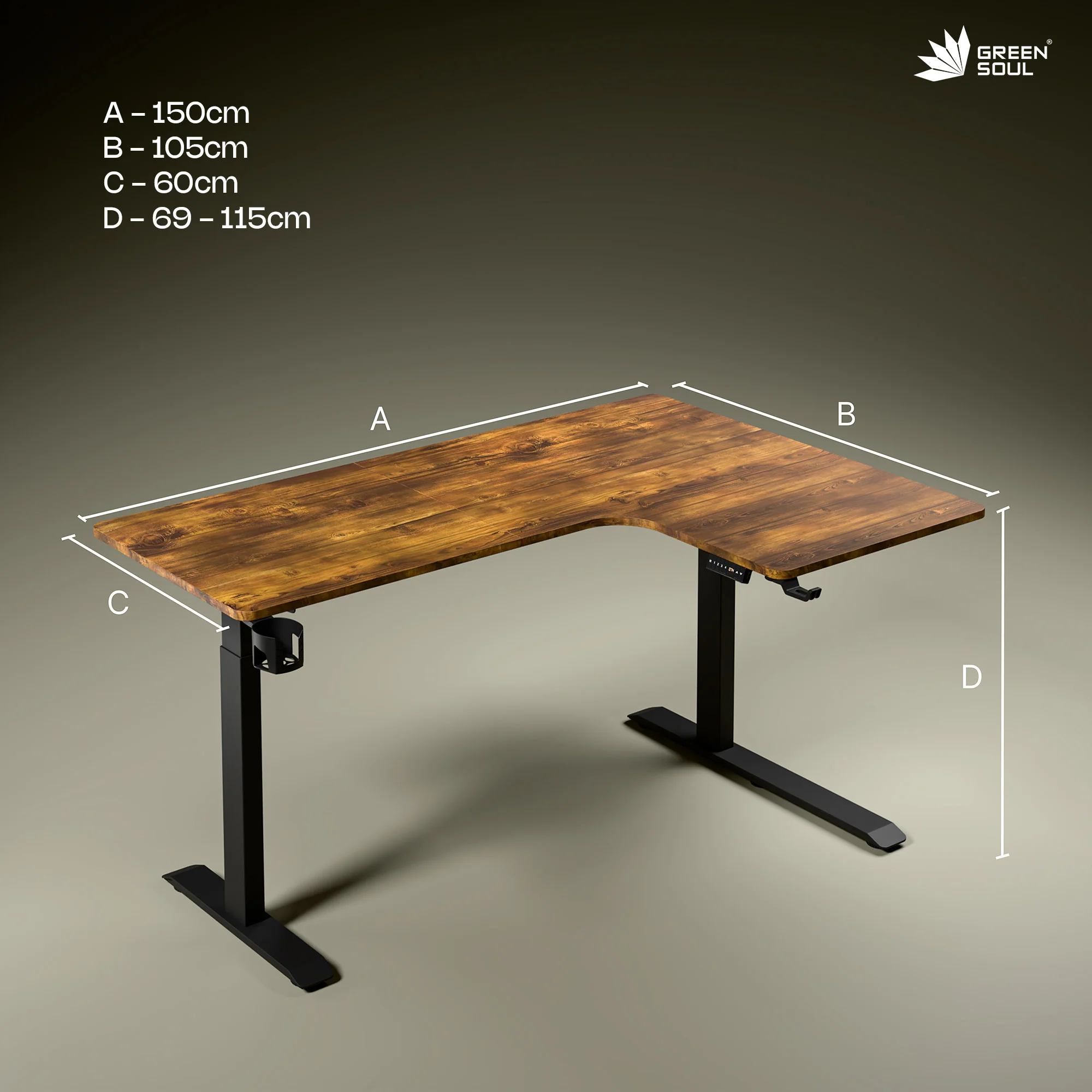 Green Soul Oasis L Shape Premium Height Adjustable Table with Dual Motors - Image 5