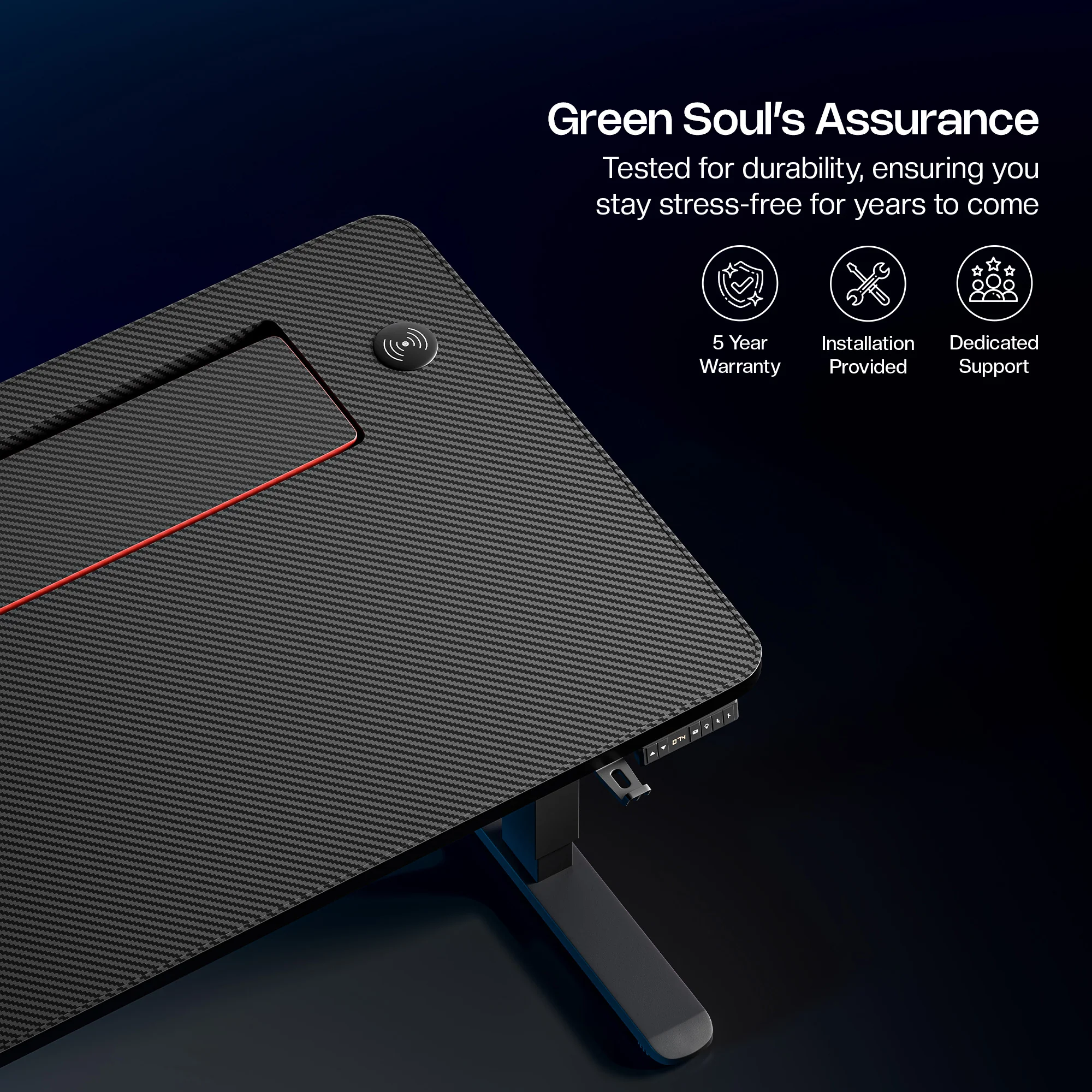 Green Soul Phantom Gaming Height Adjustable Table - Image 11