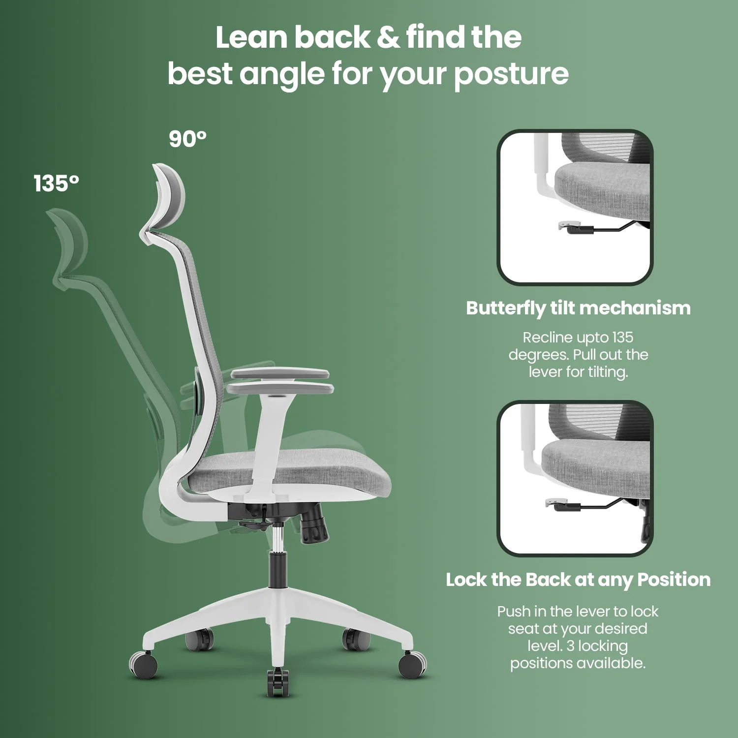 Green Soul Renewed Cosmos High Back Premium Office Chair Grey - Image 9