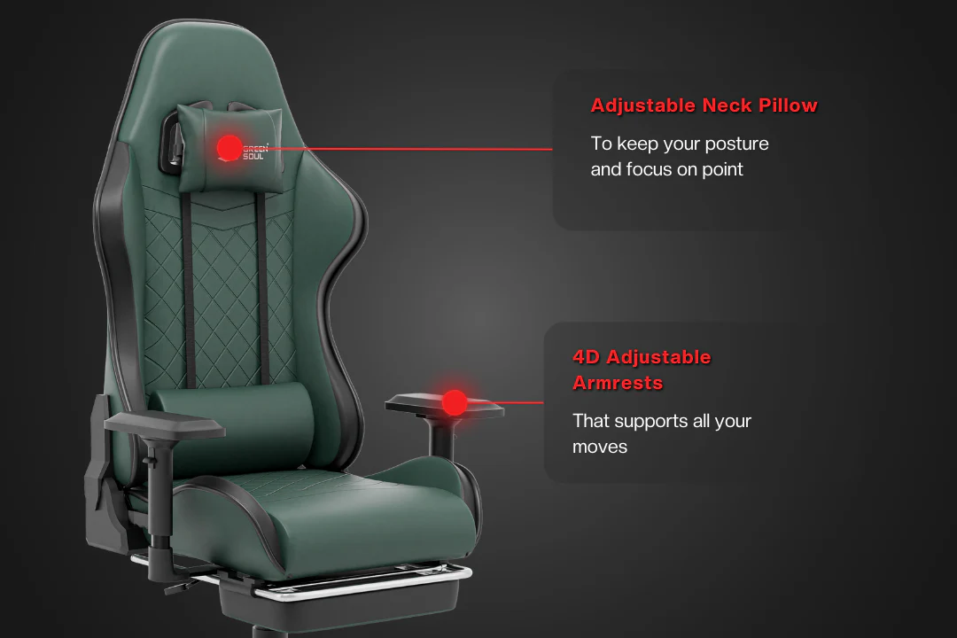 Green Soul Renewed Ghost Gaming Chair With Integrated Footrest - Image 8