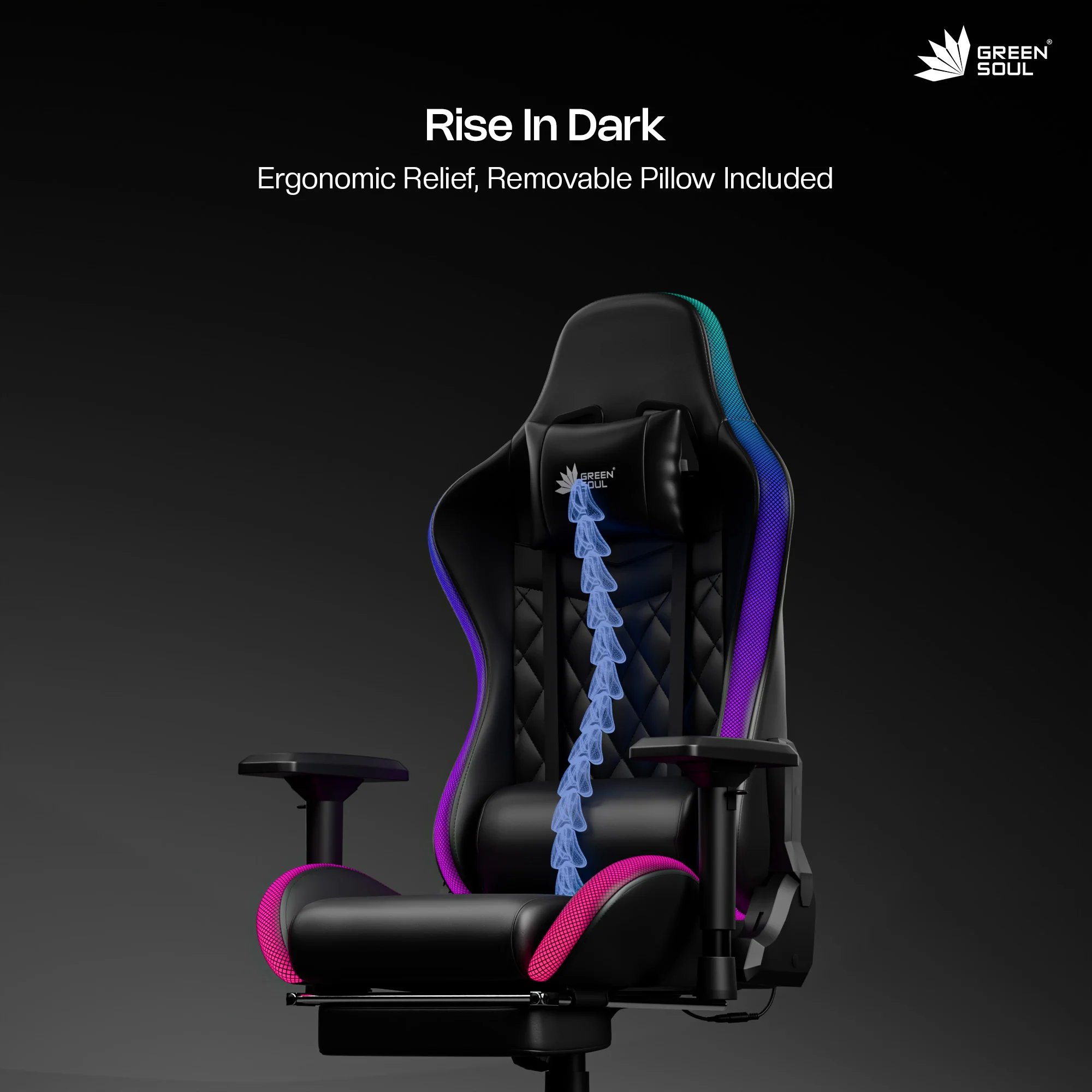 Green Soul Renewed Ghost RGB Ergonomic Gaming Chair - Image 29