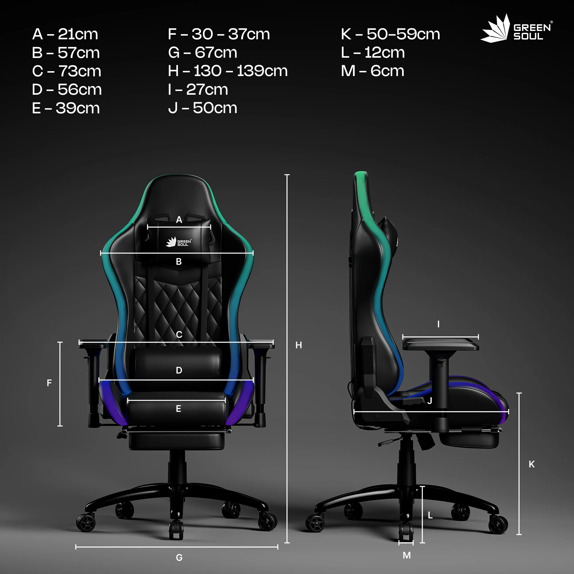 Green Soul Renewed Ghost RGB Ergonomic Gaming Chair - Image 31