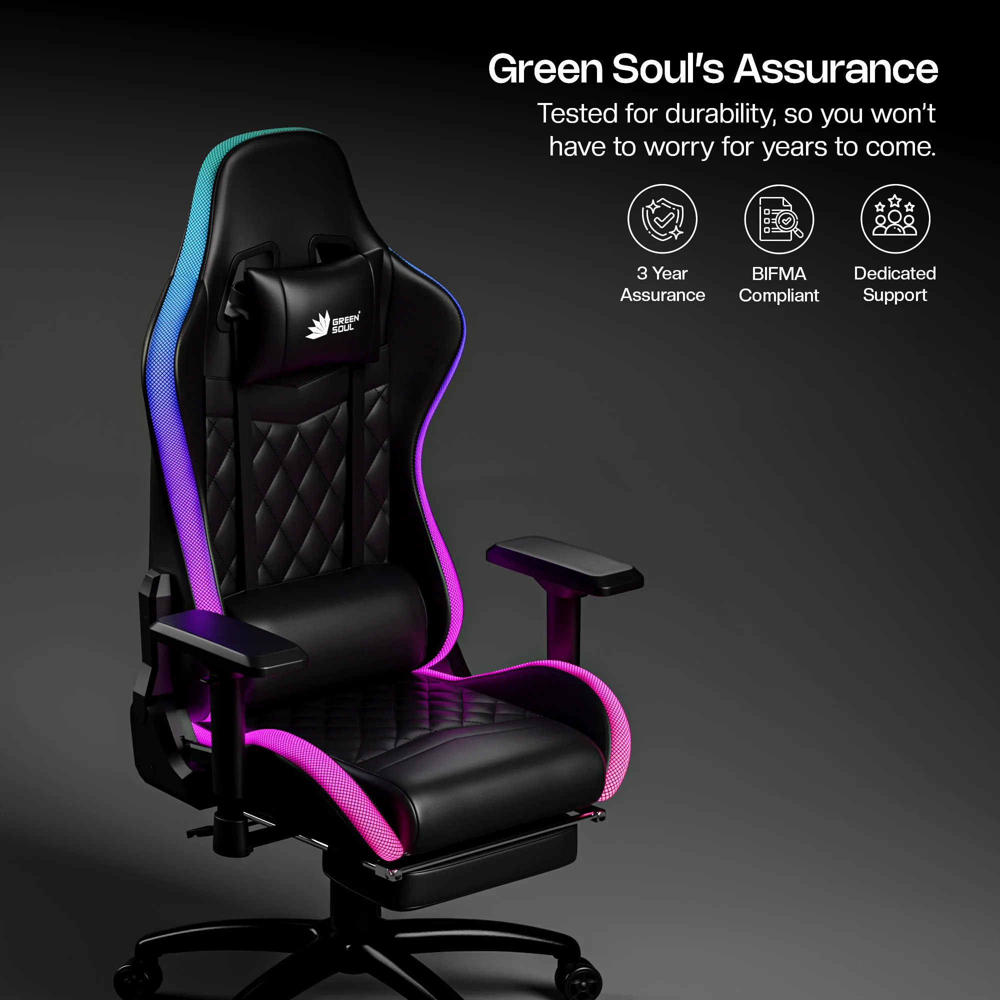 Green Soul Renewed Ghost RGB Ergonomic Gaming Chair - Image 34