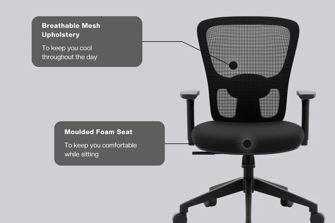 Green Soul Renewed Jupiter Lite Mid Back Mesh Office Chair - Image 6