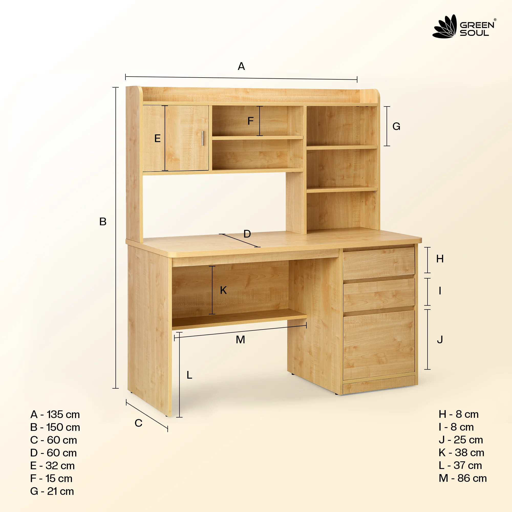Green Soul Luxari Study Table for Home & Office - Image 13