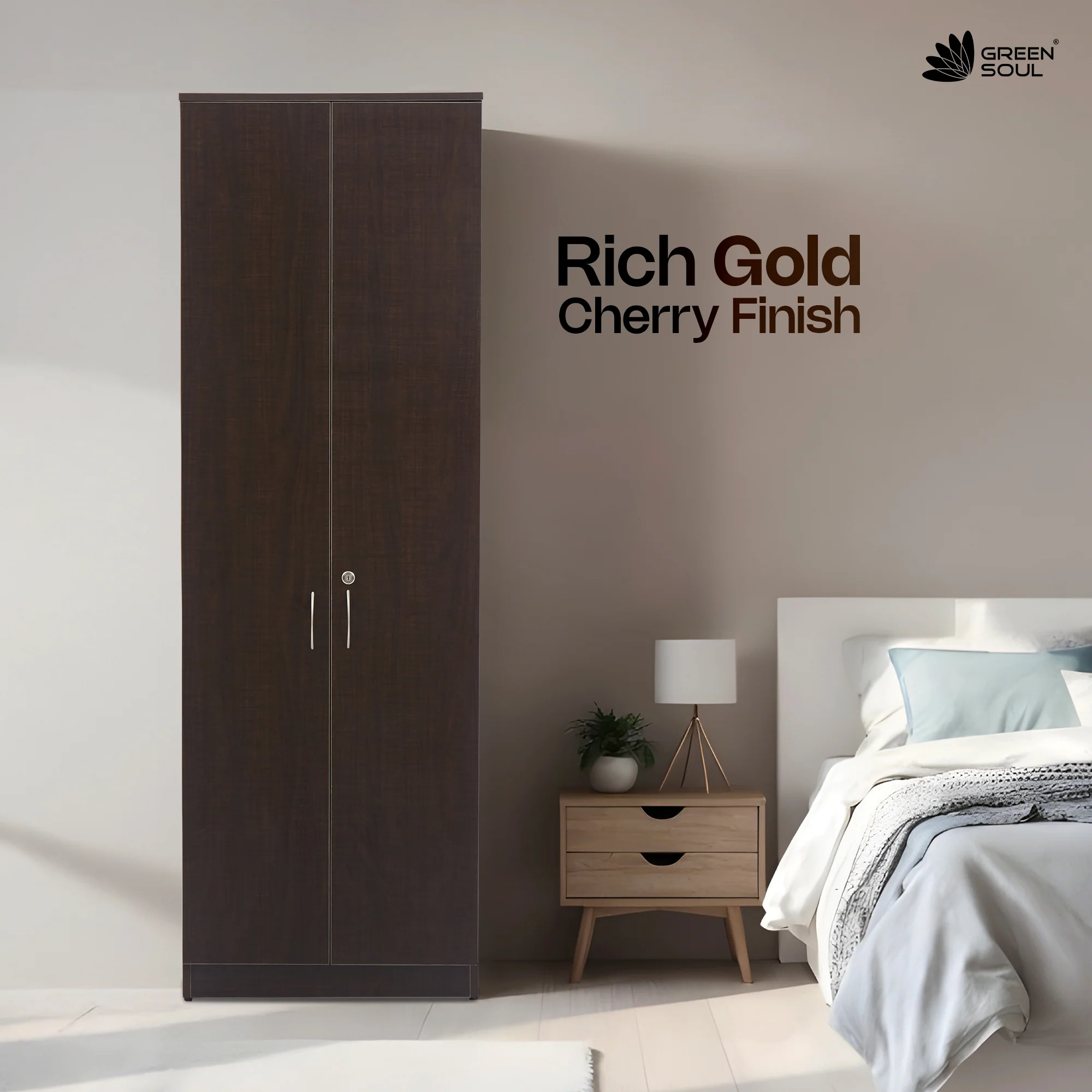 Green Soul Renewed Merlin 2-Door Wardrobe - Image 18