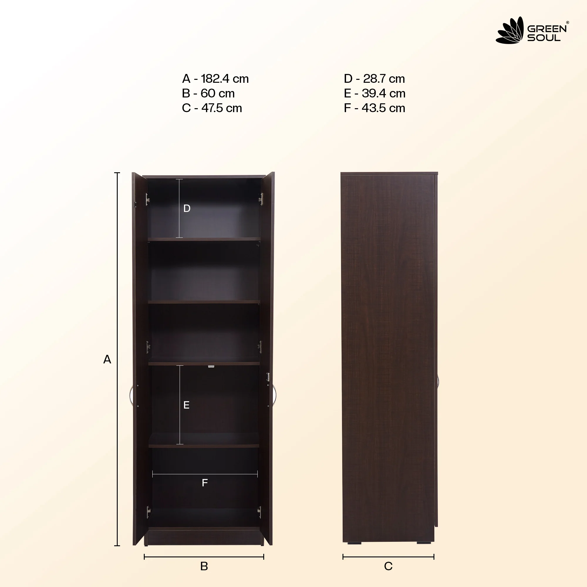 Green Soul Renewed Merlin 2-Door Wardrobe - Image 19