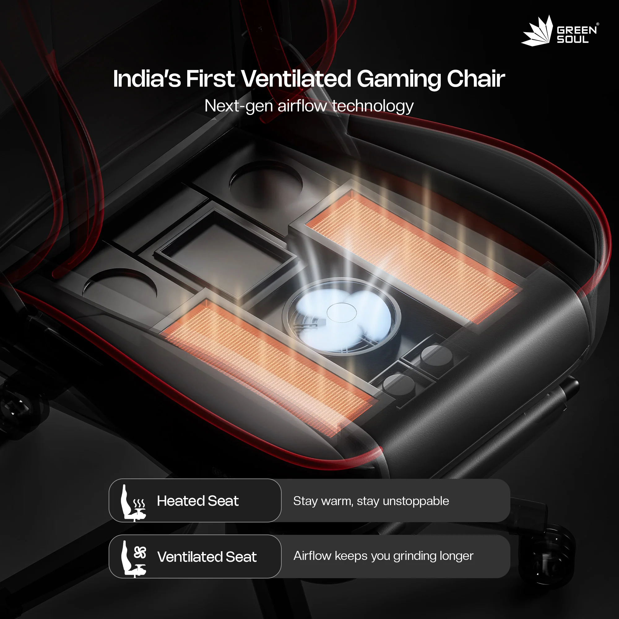 Green Soul Renewed Monster Pro Gaming Chair with Ventilated Seats - Image 12