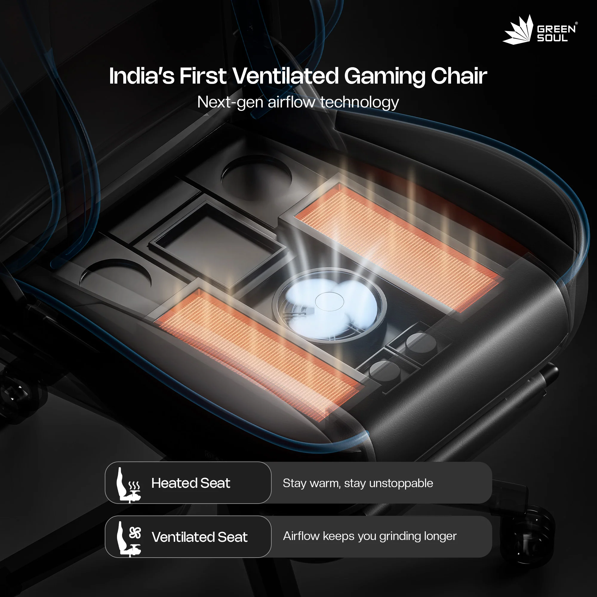 Green Soul Renewed Monster Pro Gaming Chair with Ventilated Seats - Image 19