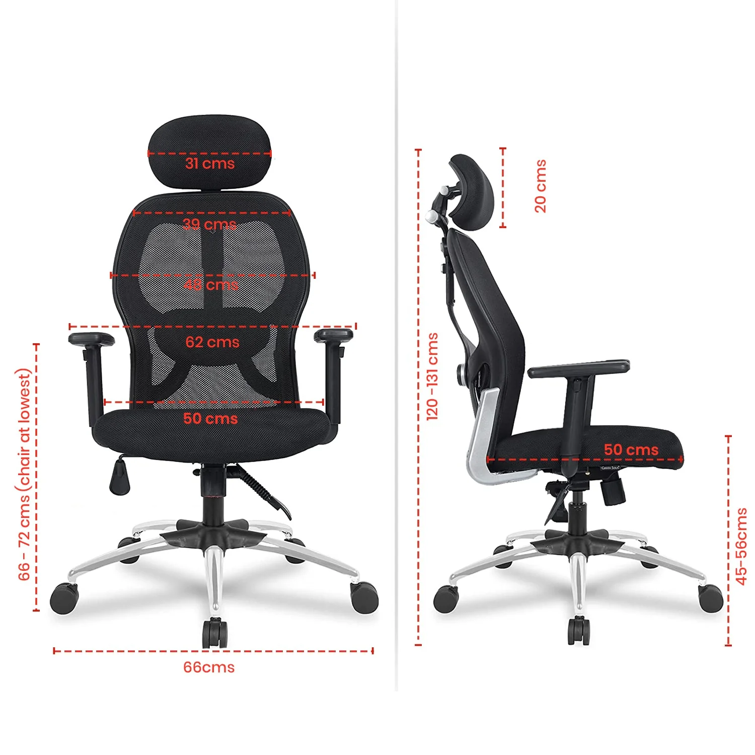 Green Soul Renewed New York Superb High Back Mesh Office Chair - Image 55