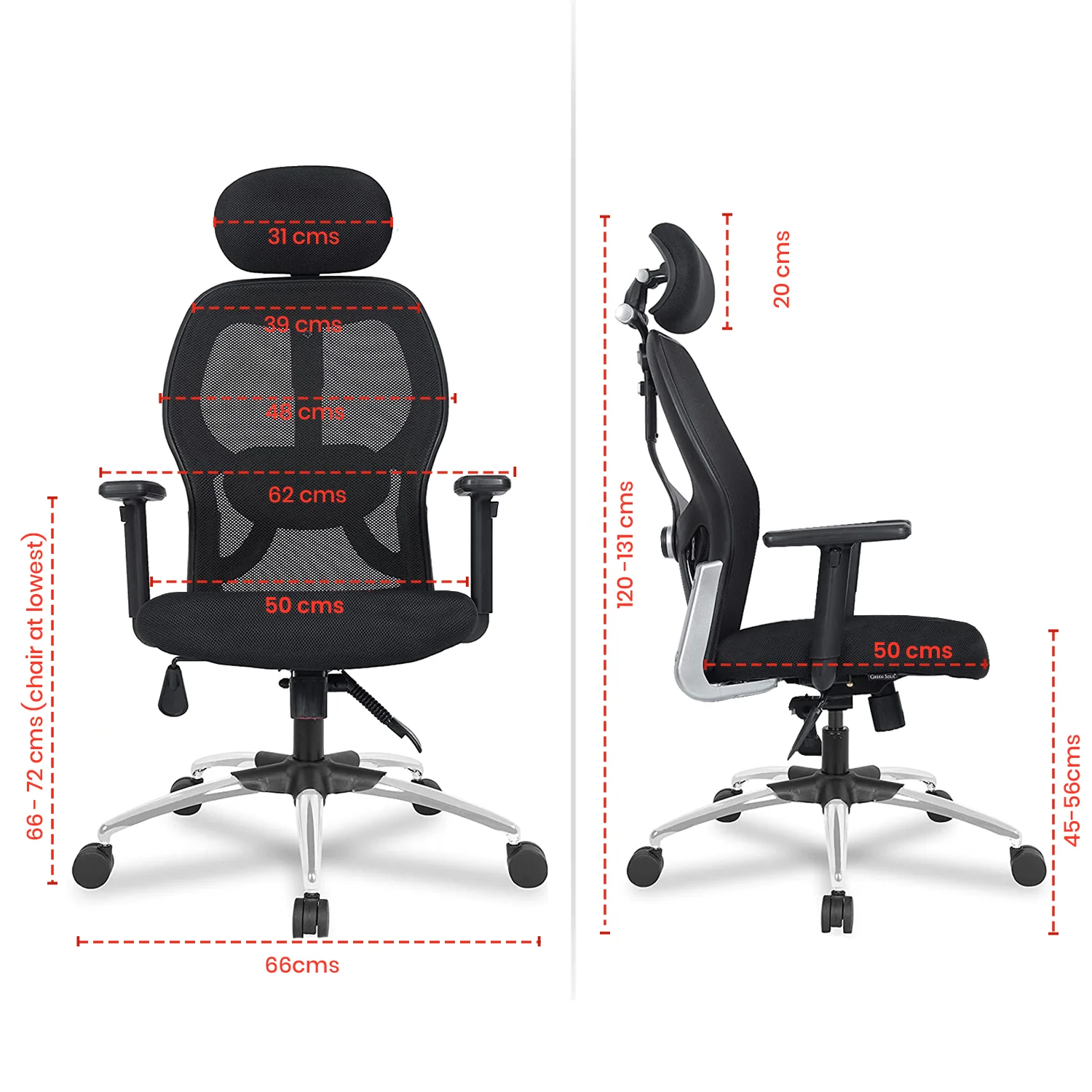 Green Soul Renewed New York Superb High Back Mesh Office Chair - Image 9