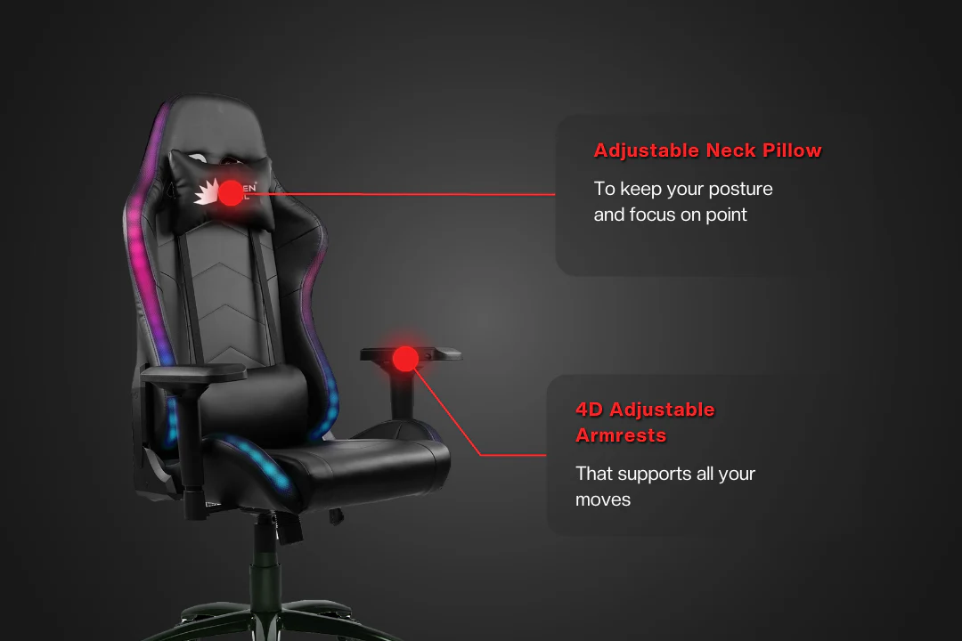 Green Soul Renewed Thunder Gaming Chair with LED RGB Lights - Image 21