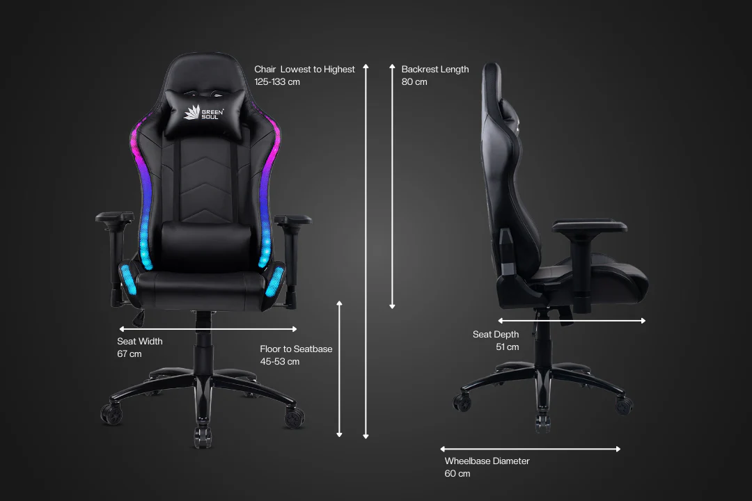 Green Soul Renewed Thunder Gaming Chair with LED RGB Lights - Image 24