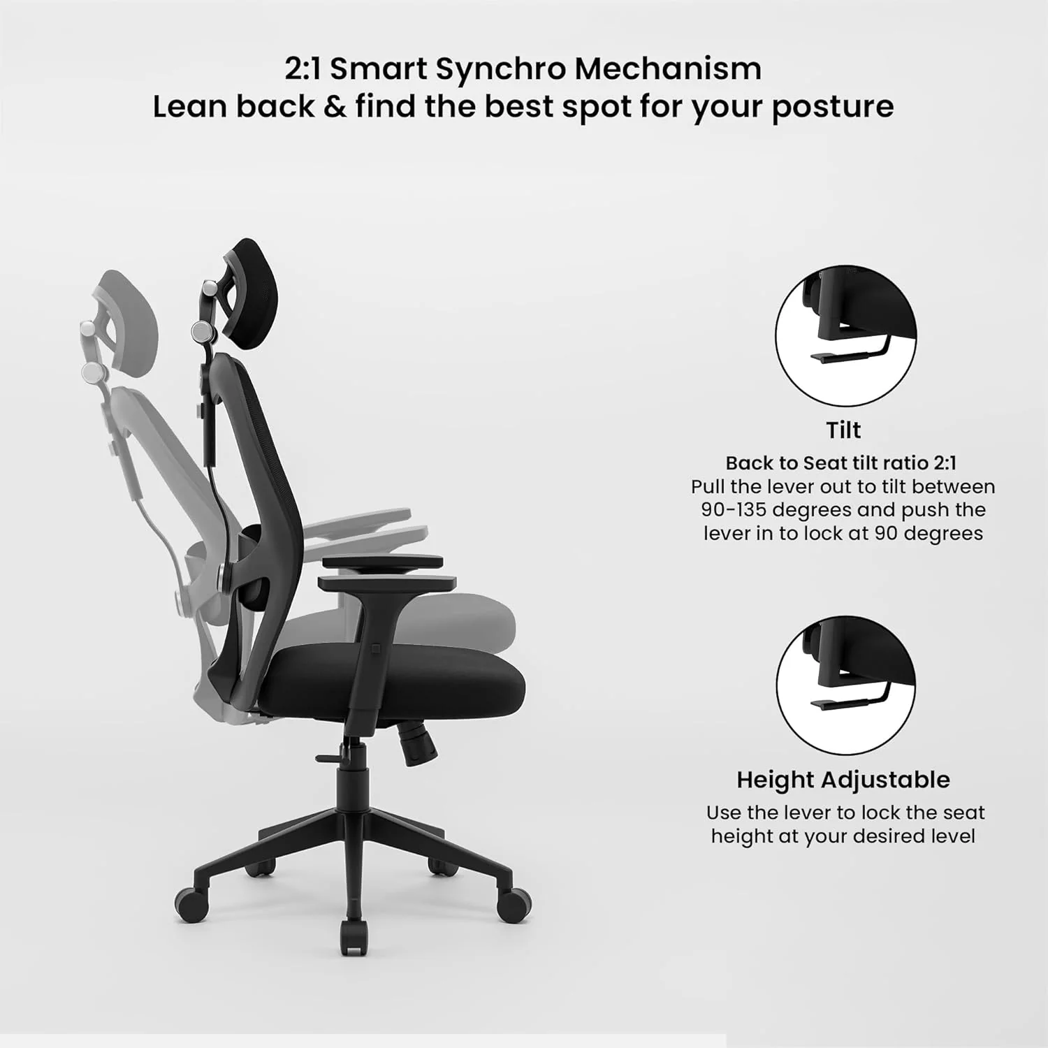Green Soul Renewed Yoga High 1D Armrest Back Mesh Office Chair - Image 108