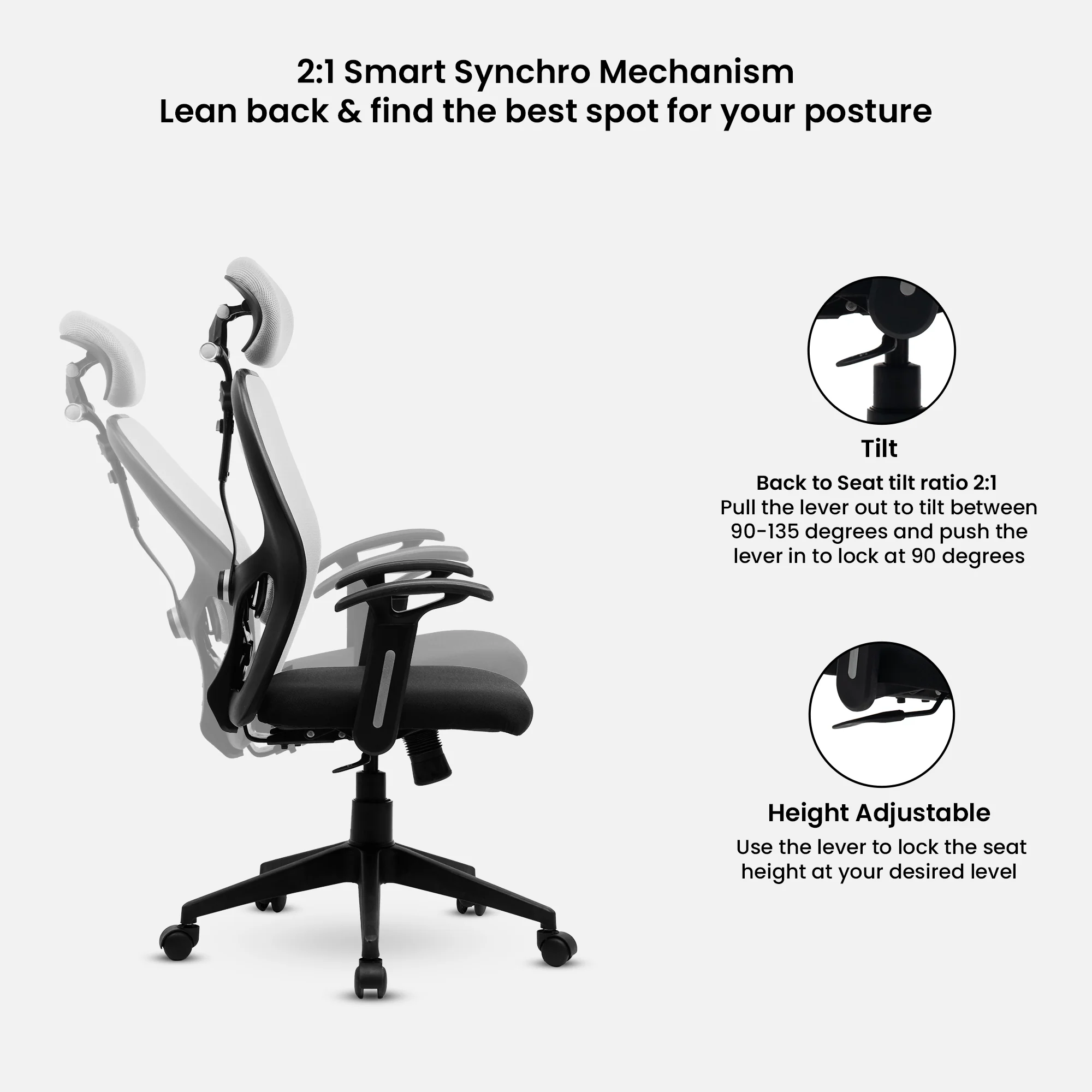 Green Soul Renewed Yoga High 1D Armrest Back Mesh Office Chair - Image 13