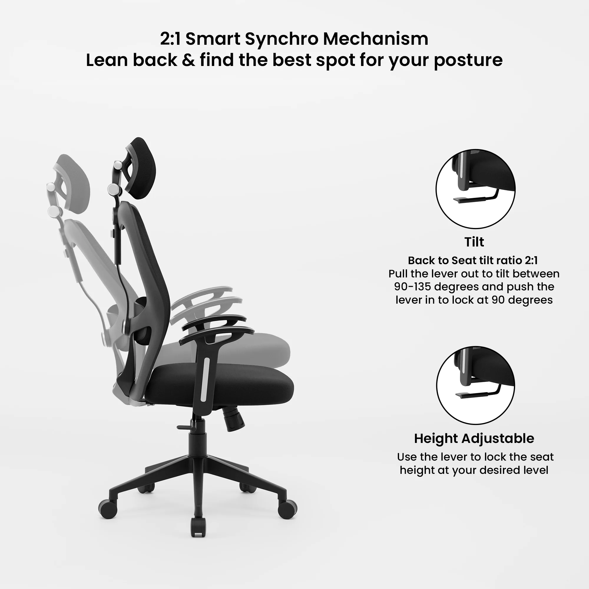 Green Soul Renewed Yoga High 1D Armrest Back Mesh Office Chair - Image 21