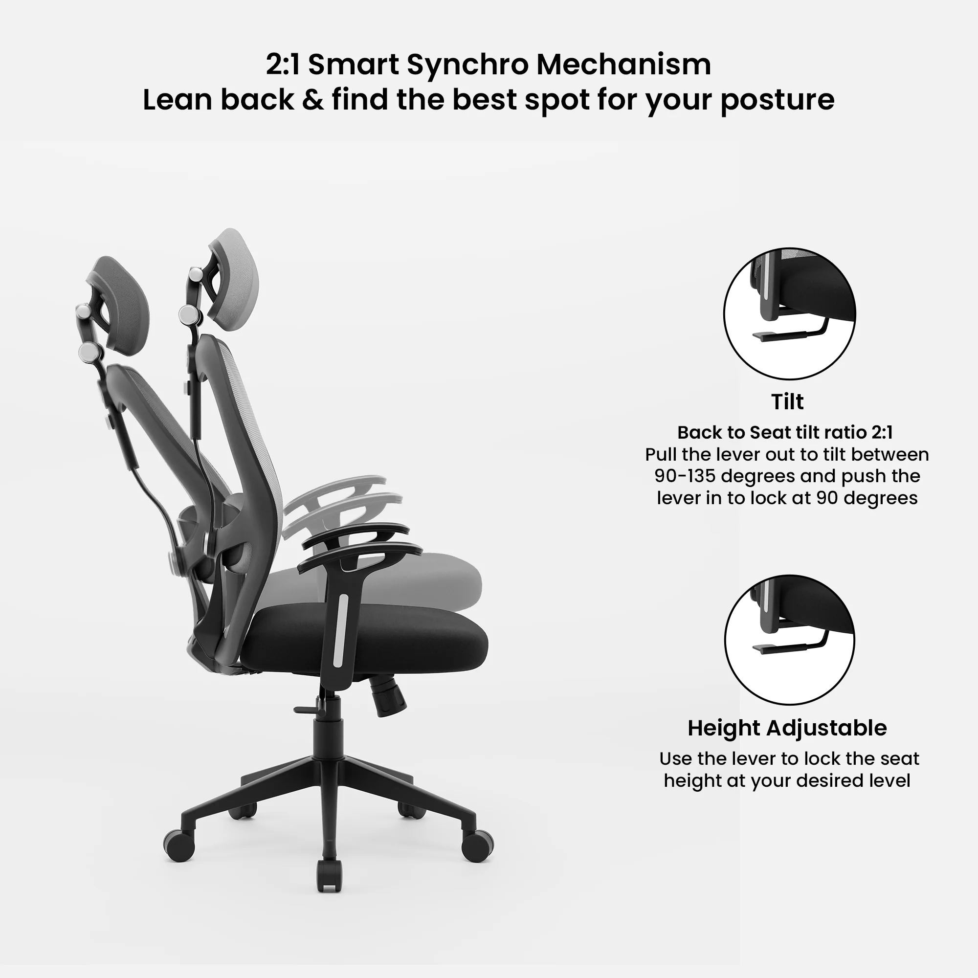 Green Soul Renewed Yoga High 1D Armrest Back Mesh Office Chair - Image 26