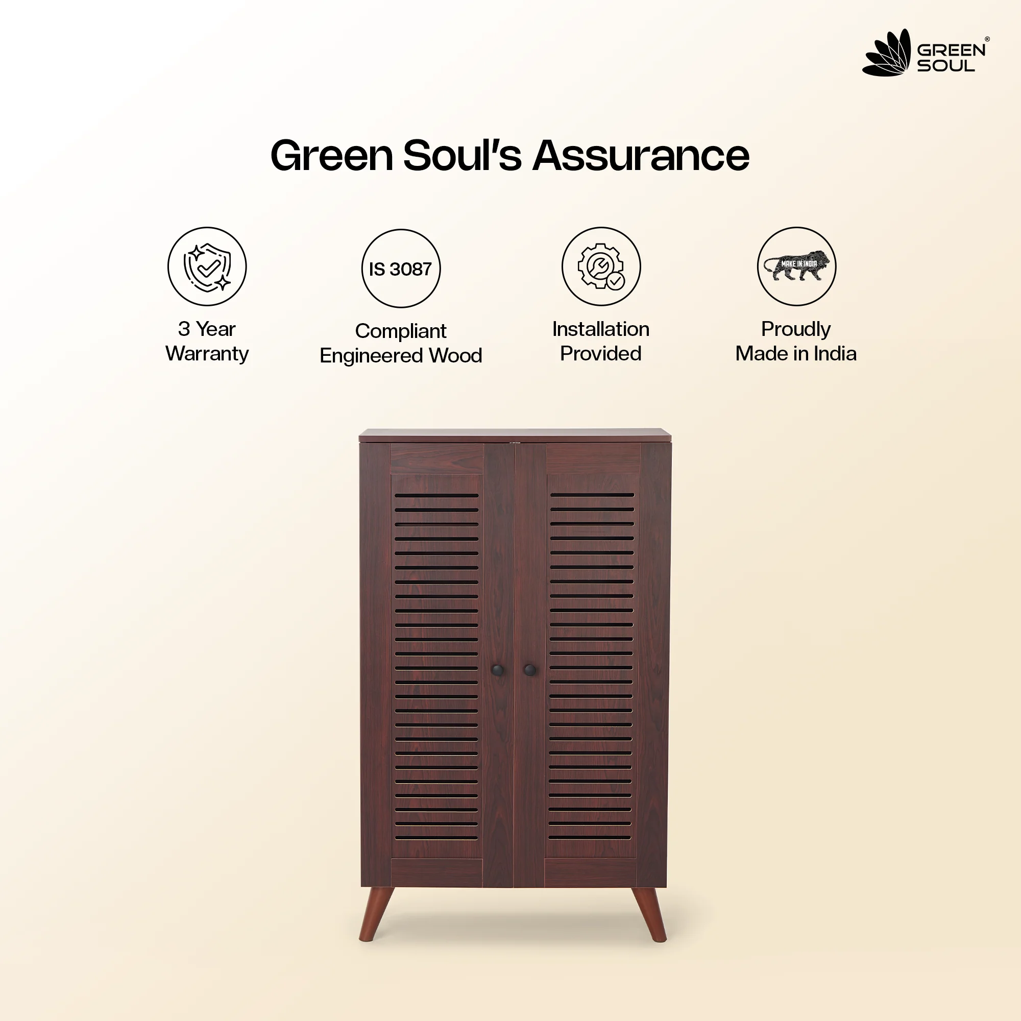 Green Soul Zuvio 2 Door 4ft Ventilated Shoe Rack - Image 14