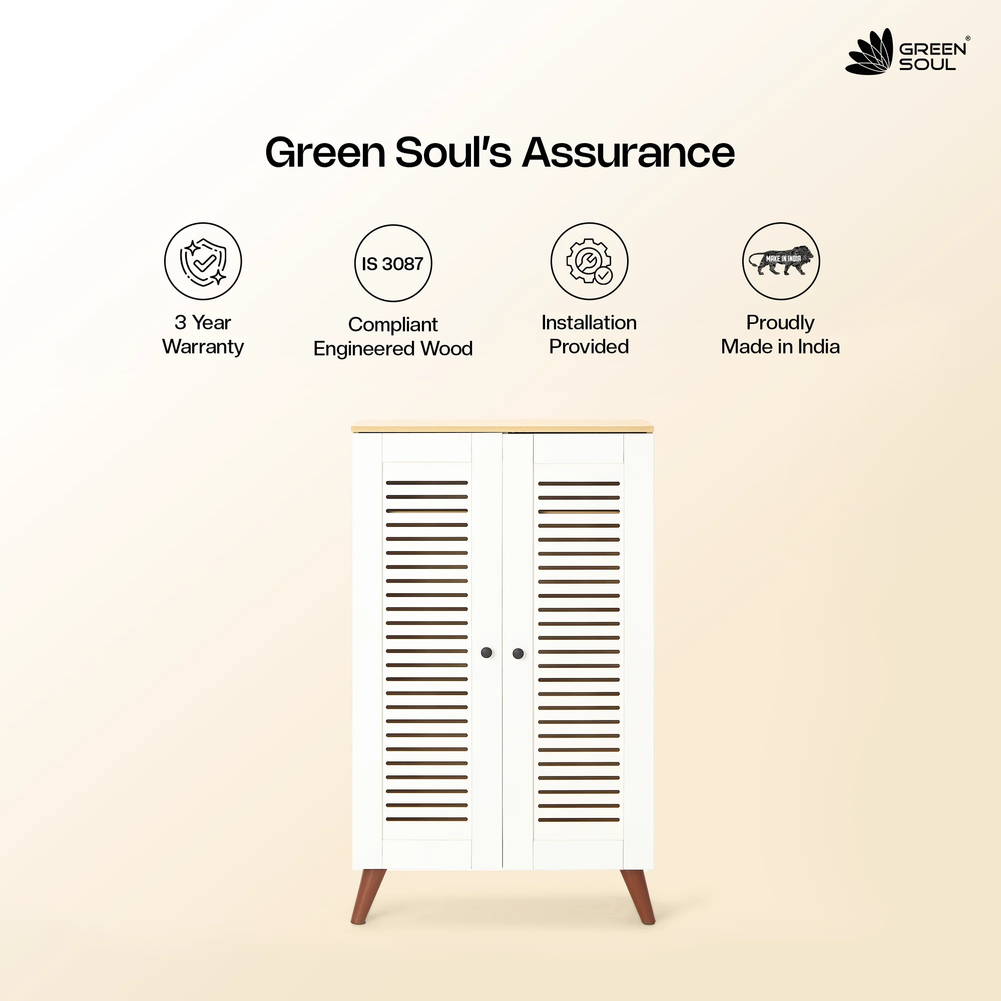 Green Soul Zuvio 2 Door 4ft Ventilated Shoe Rack - Image 7