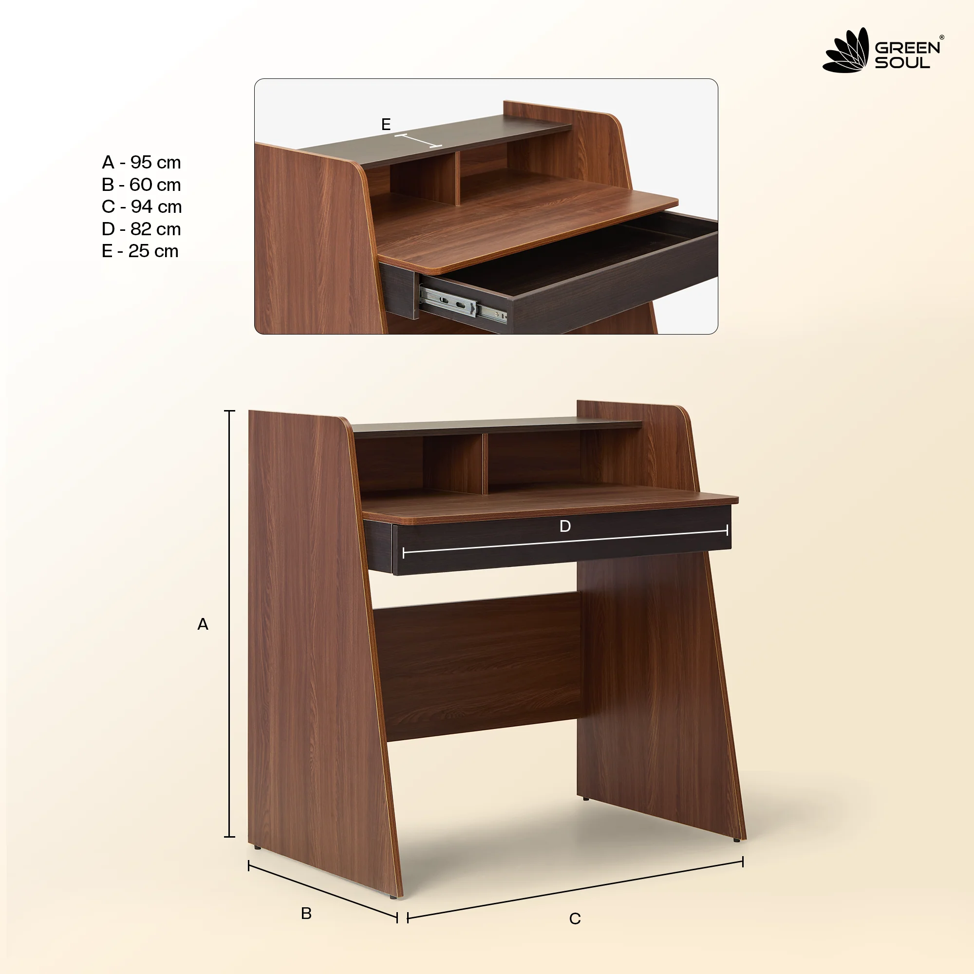 Green Soul Ripple Study Table for Home & Office (3ft Wide) IS 3087 Certified - Image 20
