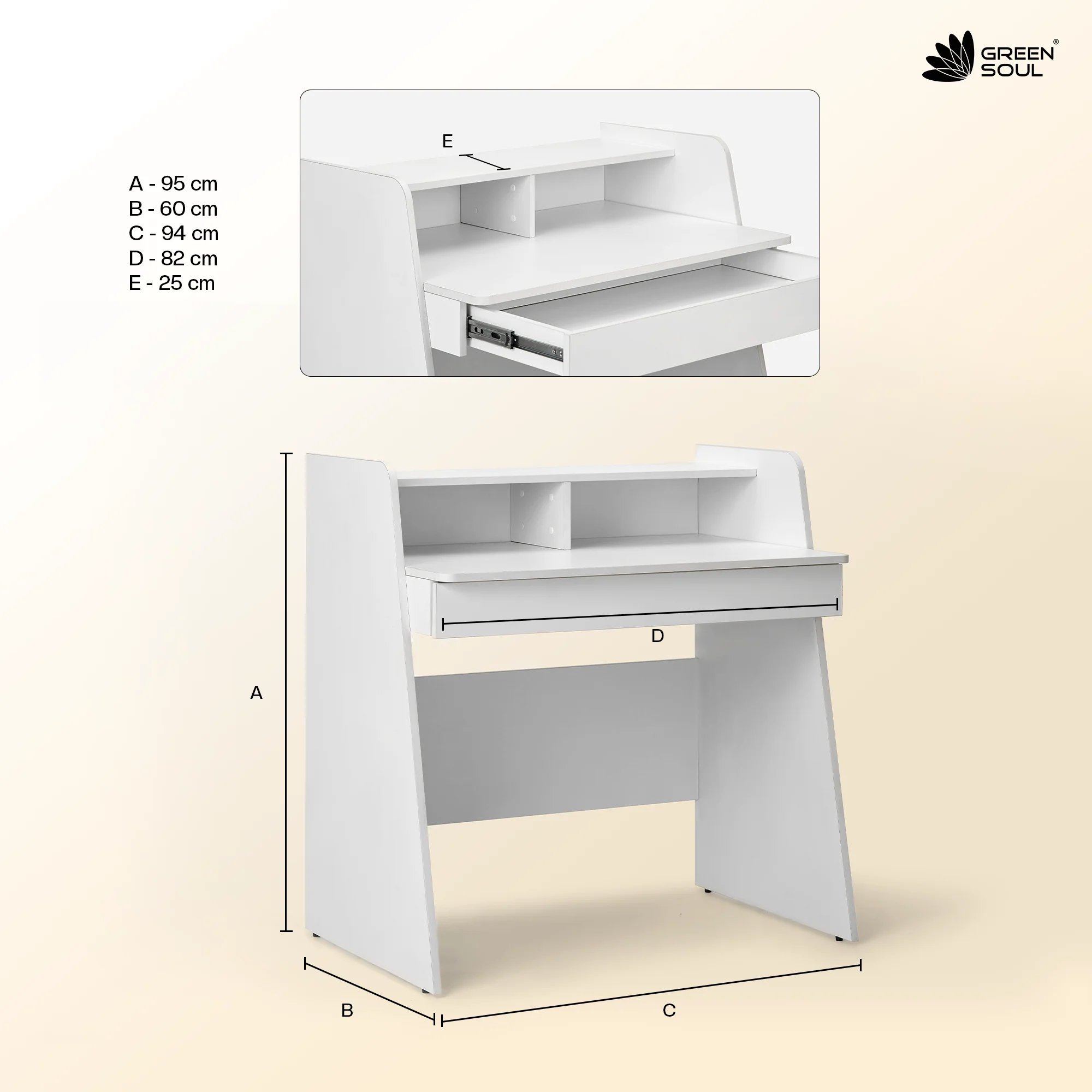 Green Soul Ripple Study Table for Home & Office (3ft Wide) IS 3087 Certified - Image 4
