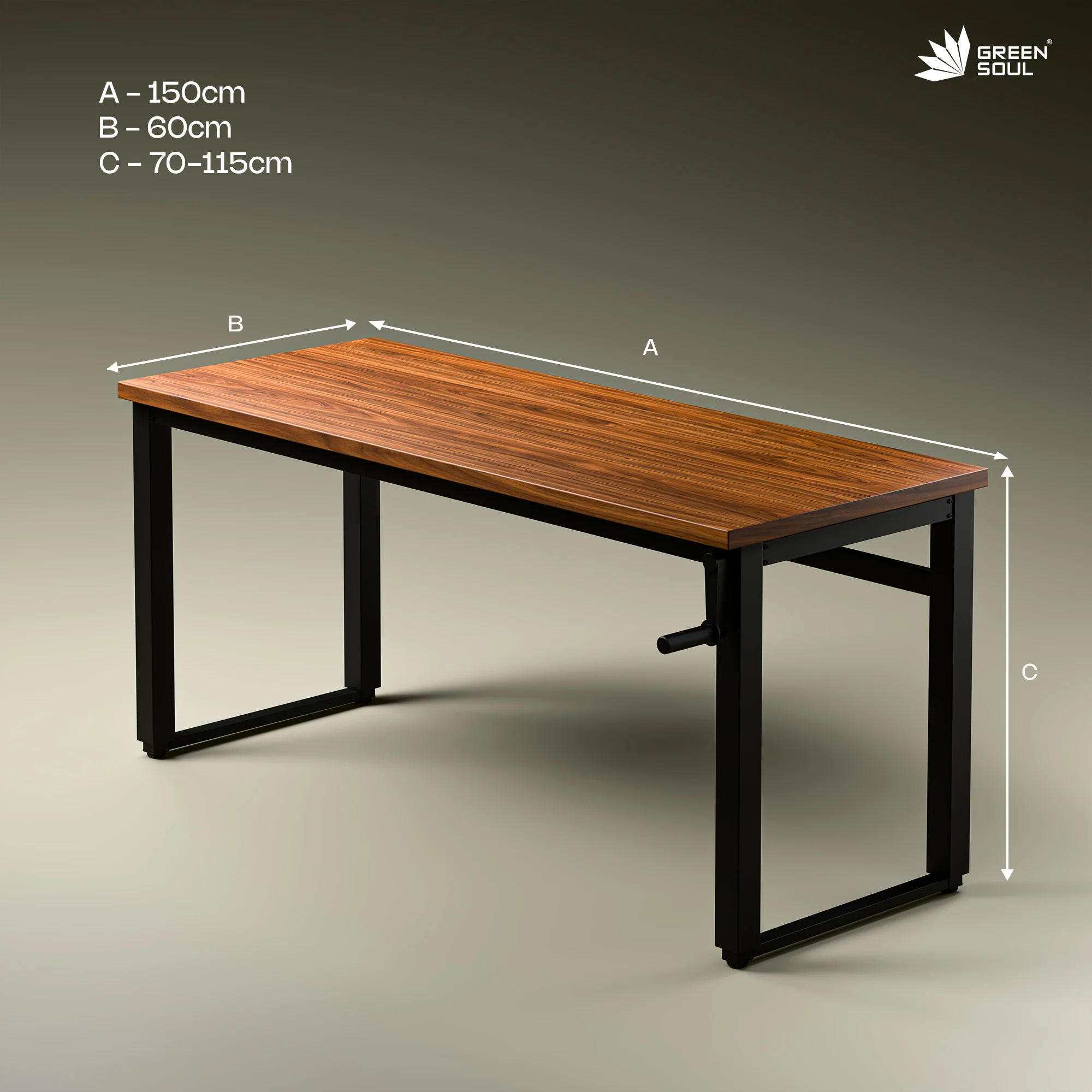 Green Soul Rise (5ft) Manual Height Adjustable Table - Image 14