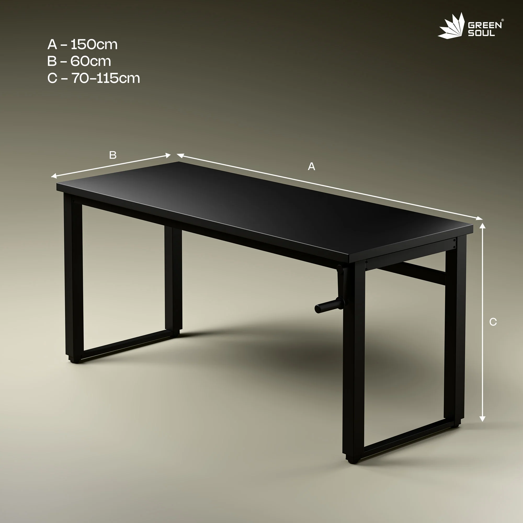Green Soul Rise (5ft) Manual Height Adjustable Table - Image 4