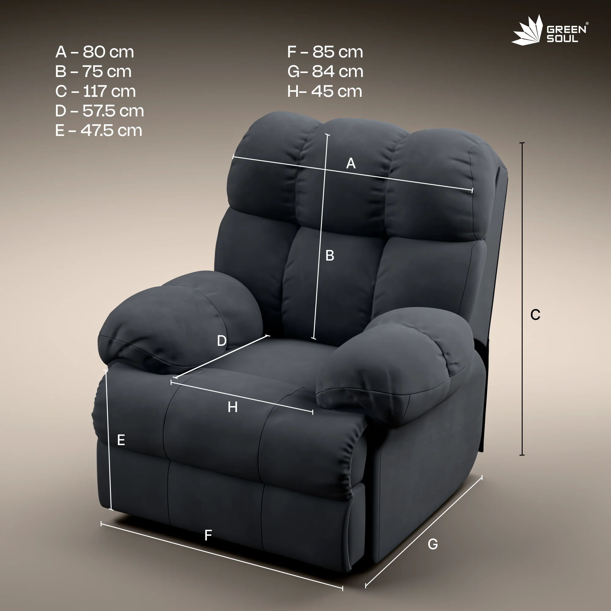 Green Soul® Shangri-La Single Seater Electric Recliner Sofa - Image 58
