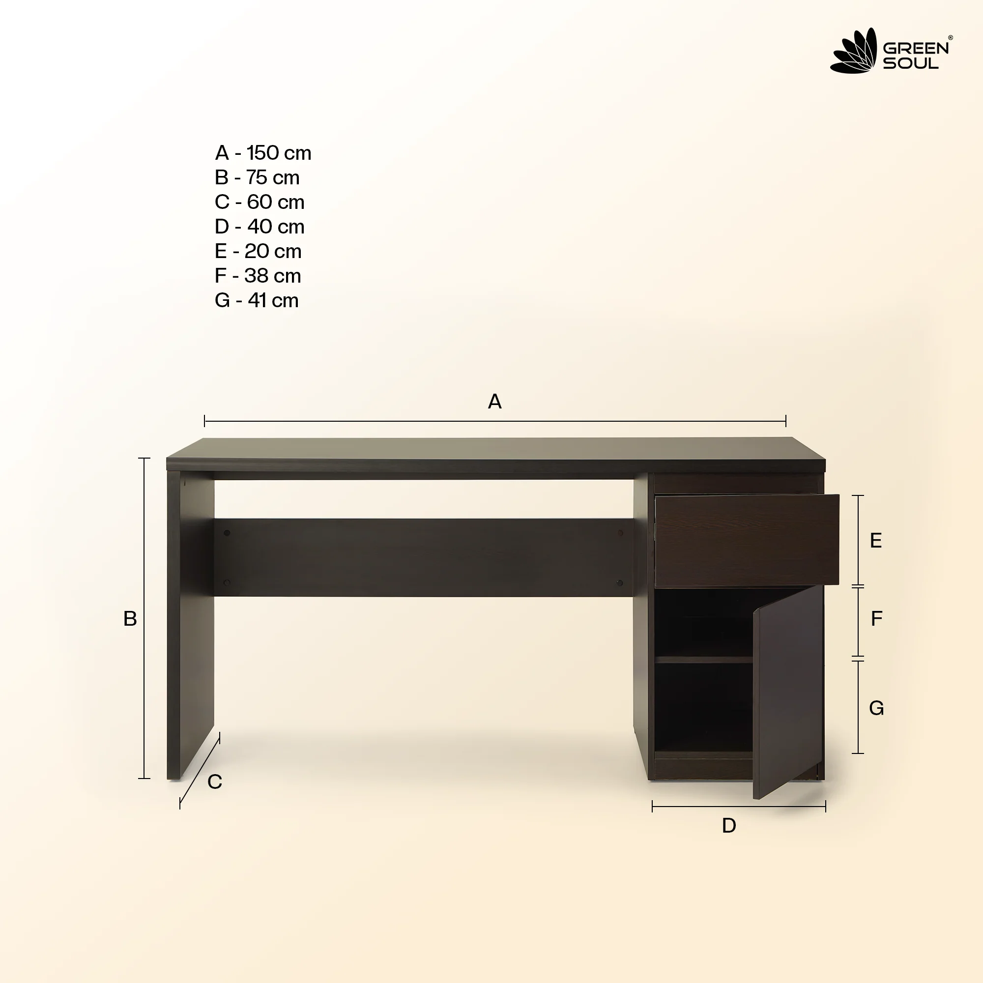 Green Soul Venue Pro 5ft Wide Study Table - Image 3