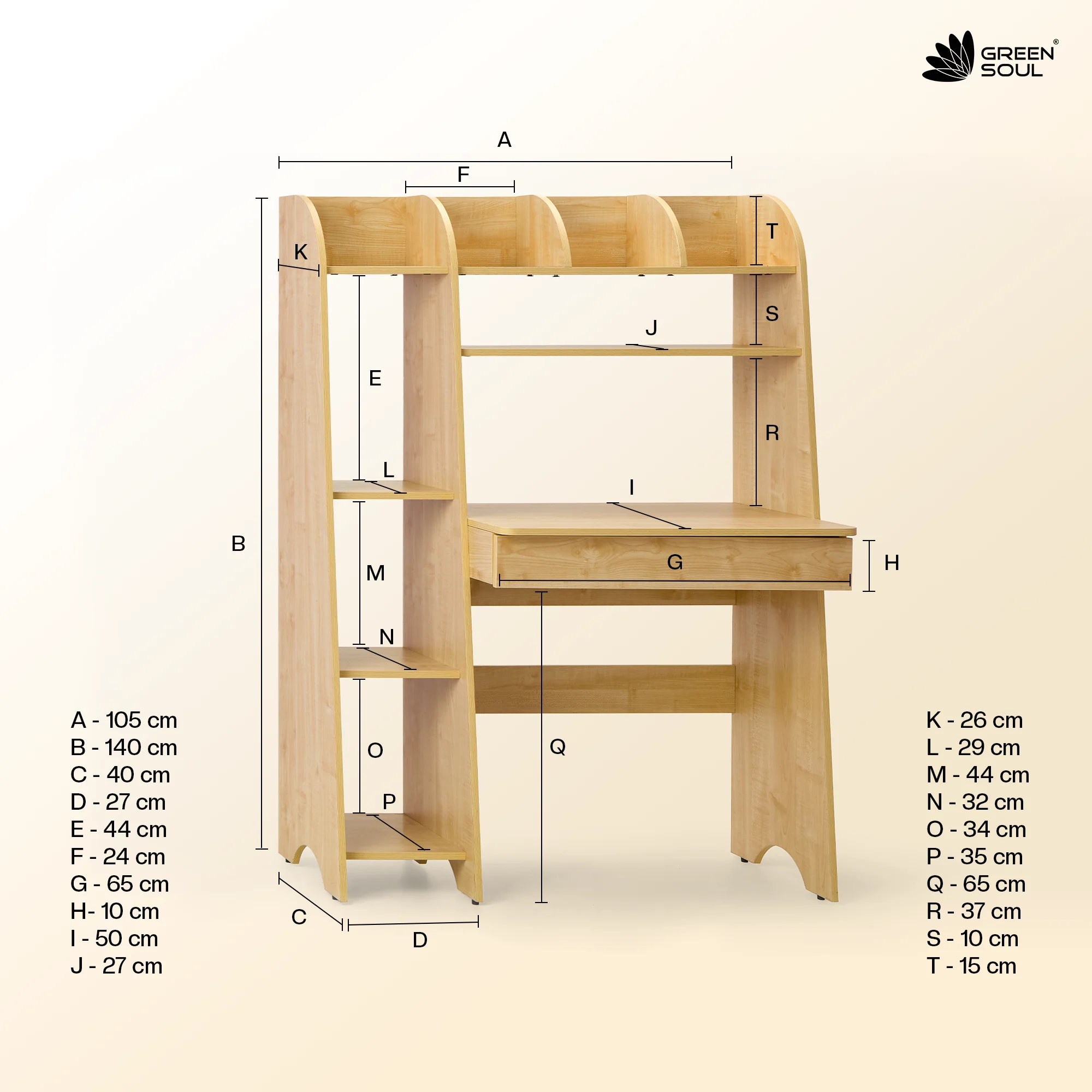 Oaklyn 3.4ft Engineered Wood Study Table with Open Backless Design - Image 3