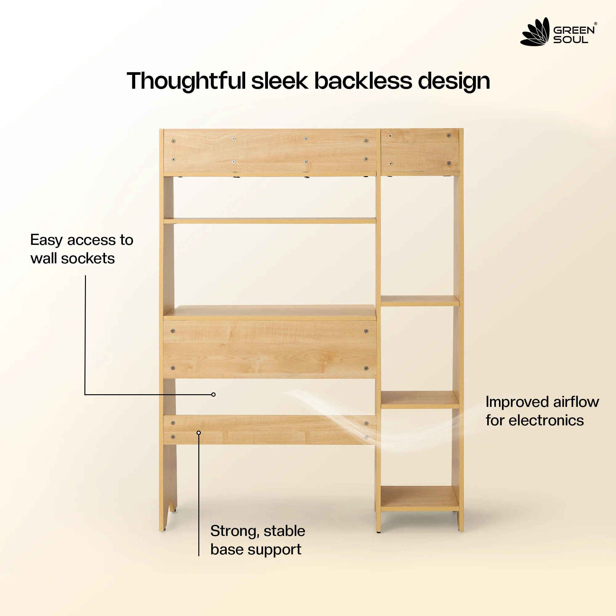 Oaklyn 3.4ft Engineered Wood Study Table with Open Backless Design - Image 9