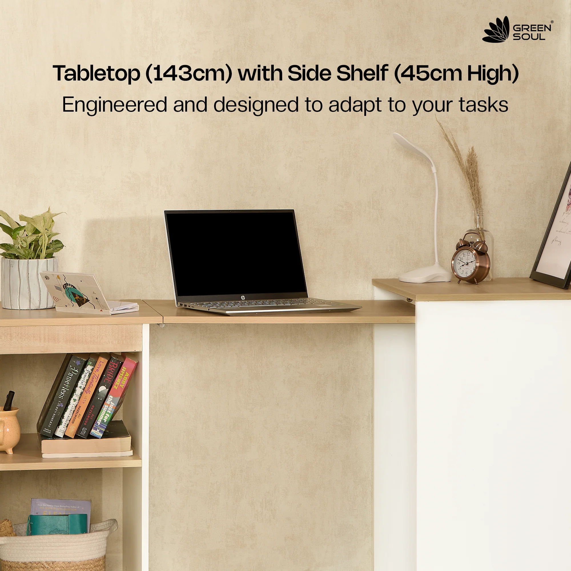 Green Soul Kyoto 4.6ft Study Table with Space-Saving Design - Image 11