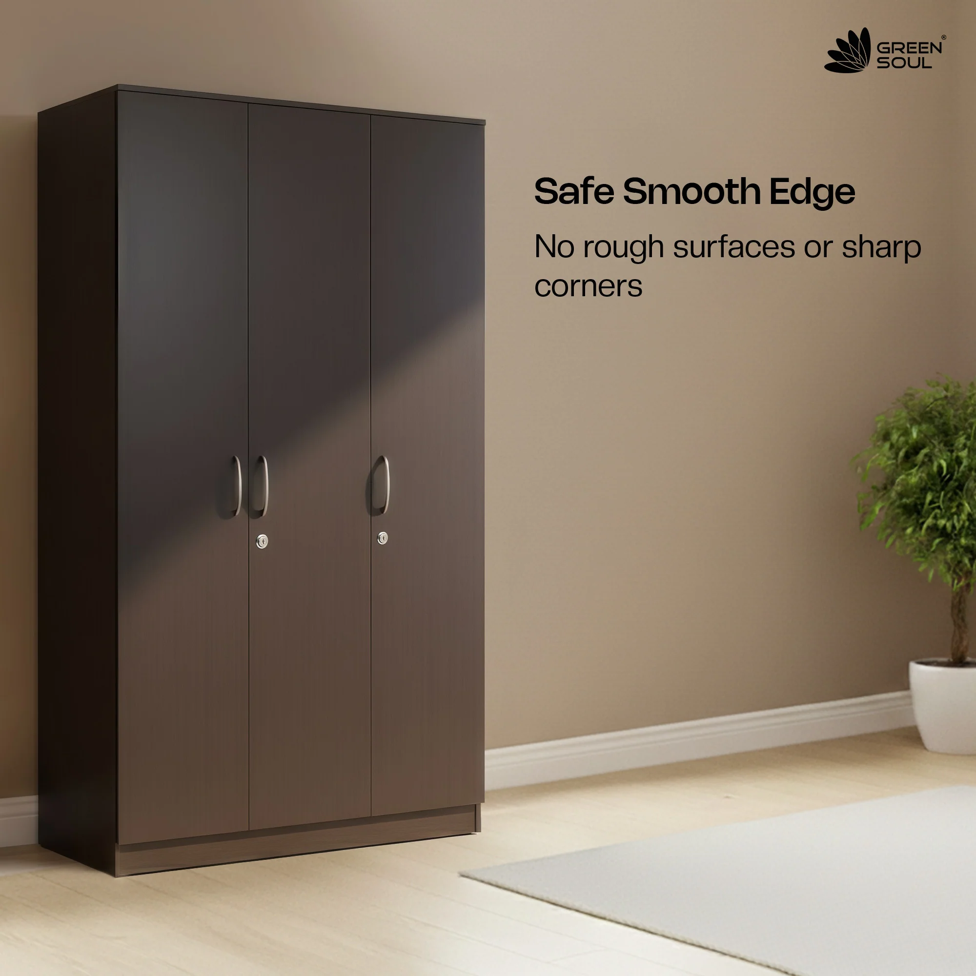 Green Soul Renewed Merlin 3-Door Wardrobe - Image 15