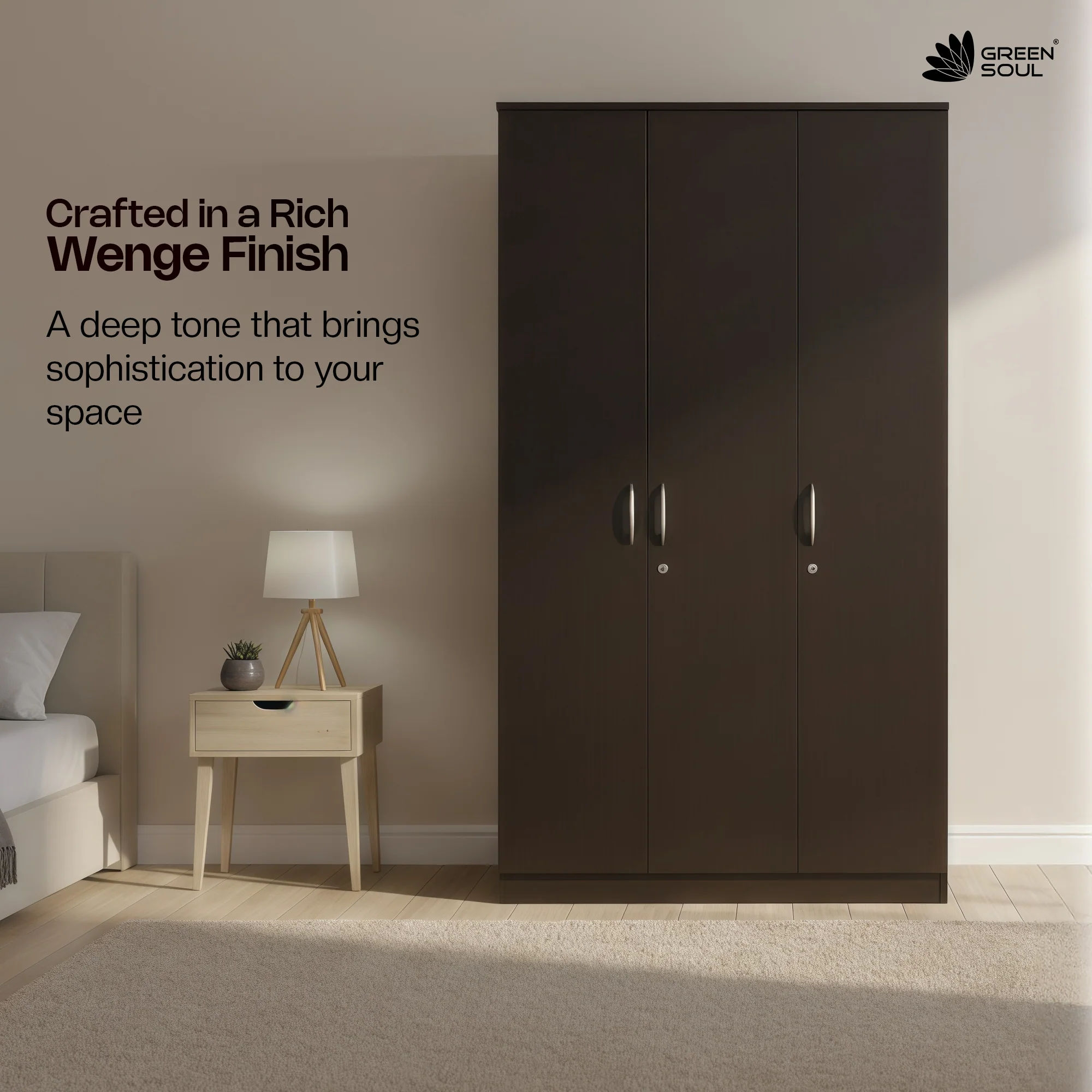 Green Soul Renewed Merlin 3-Door Wardrobe - Image 18